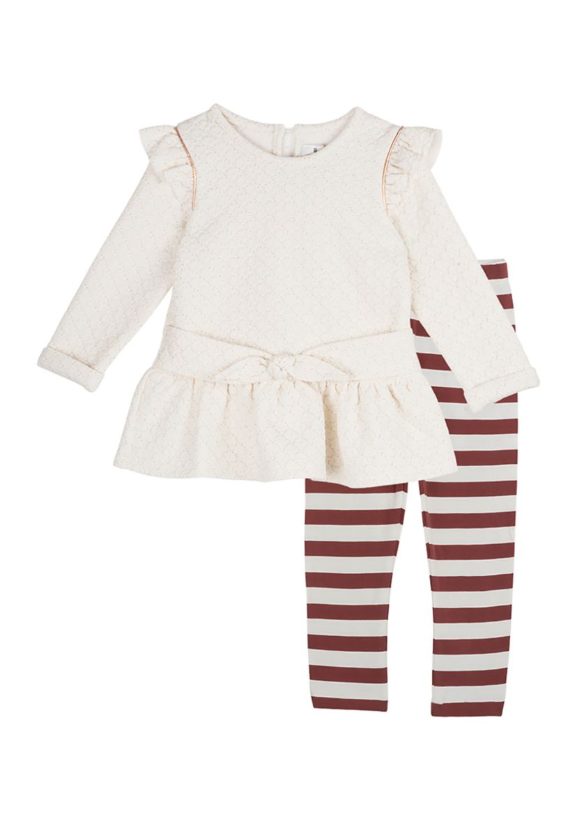 Girls 4-6x Texture Foil Knit Top and Leggings Set