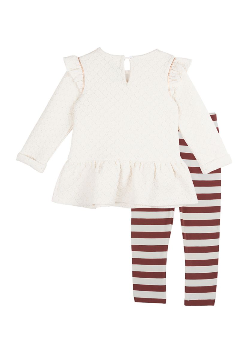Girls 4-6x Texture Foil Knit Top and Leggings Set