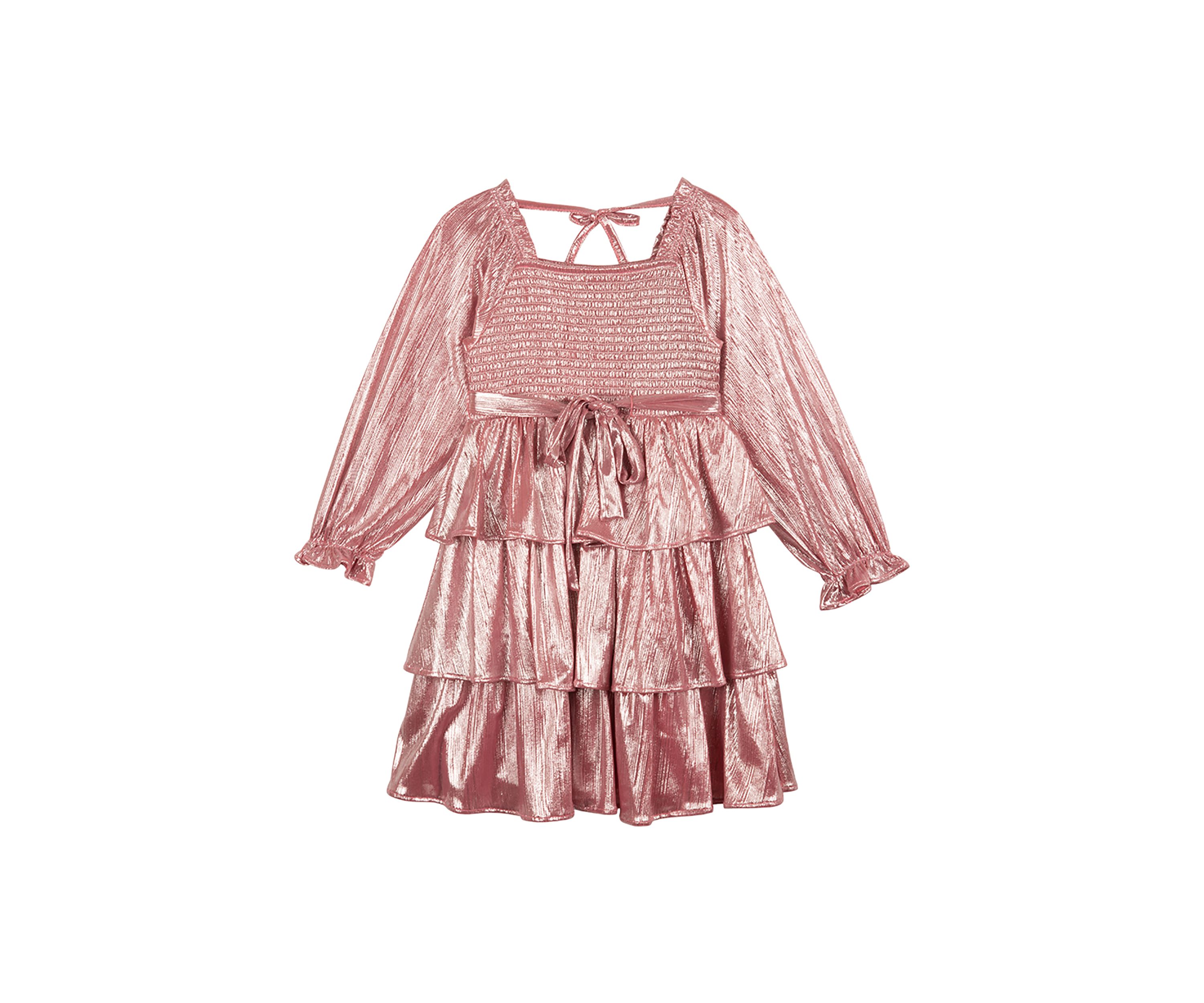 Girls 4-6x Metallic Peasant Dress