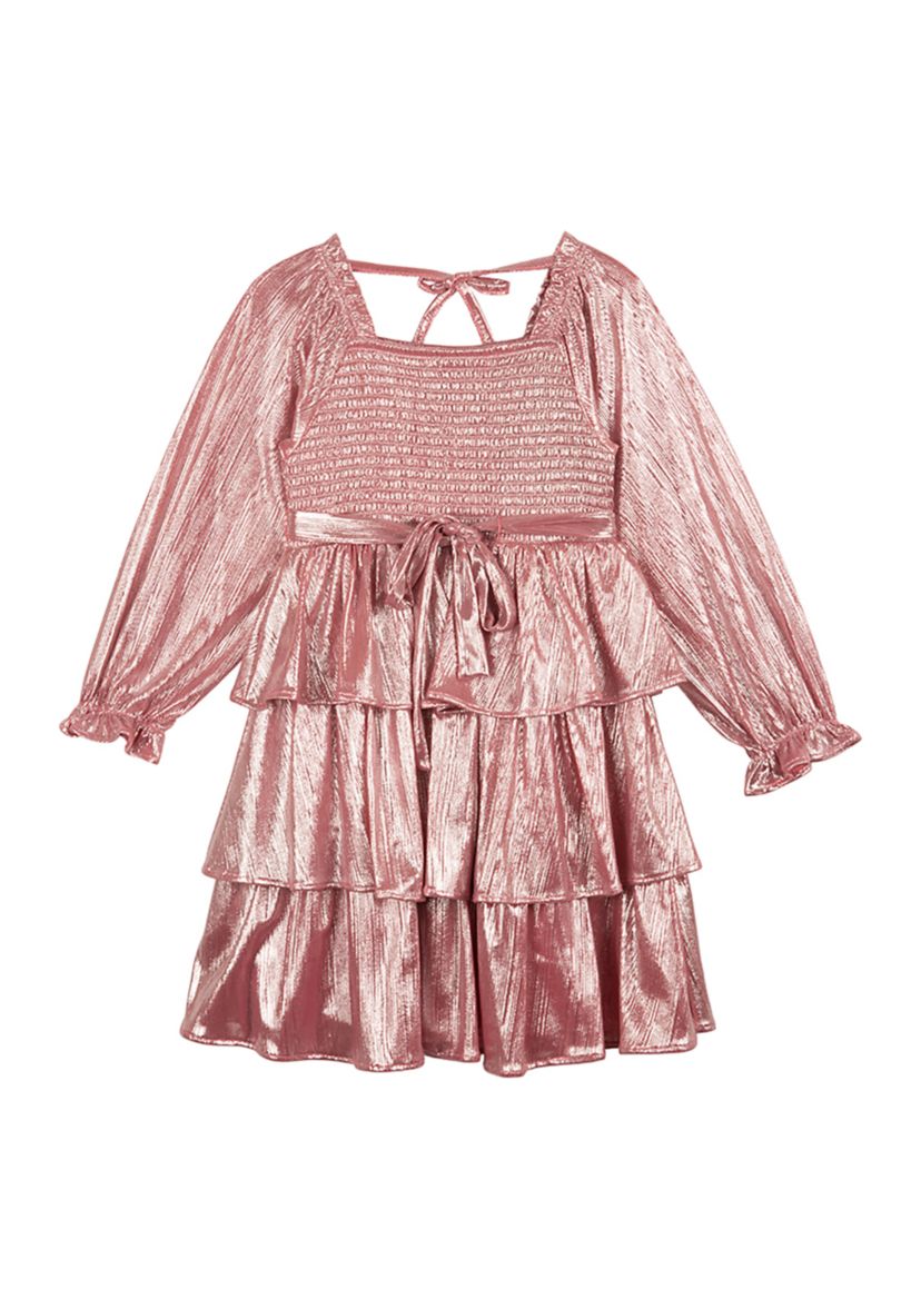 Girls 4-6x Metallic Peasant Dress