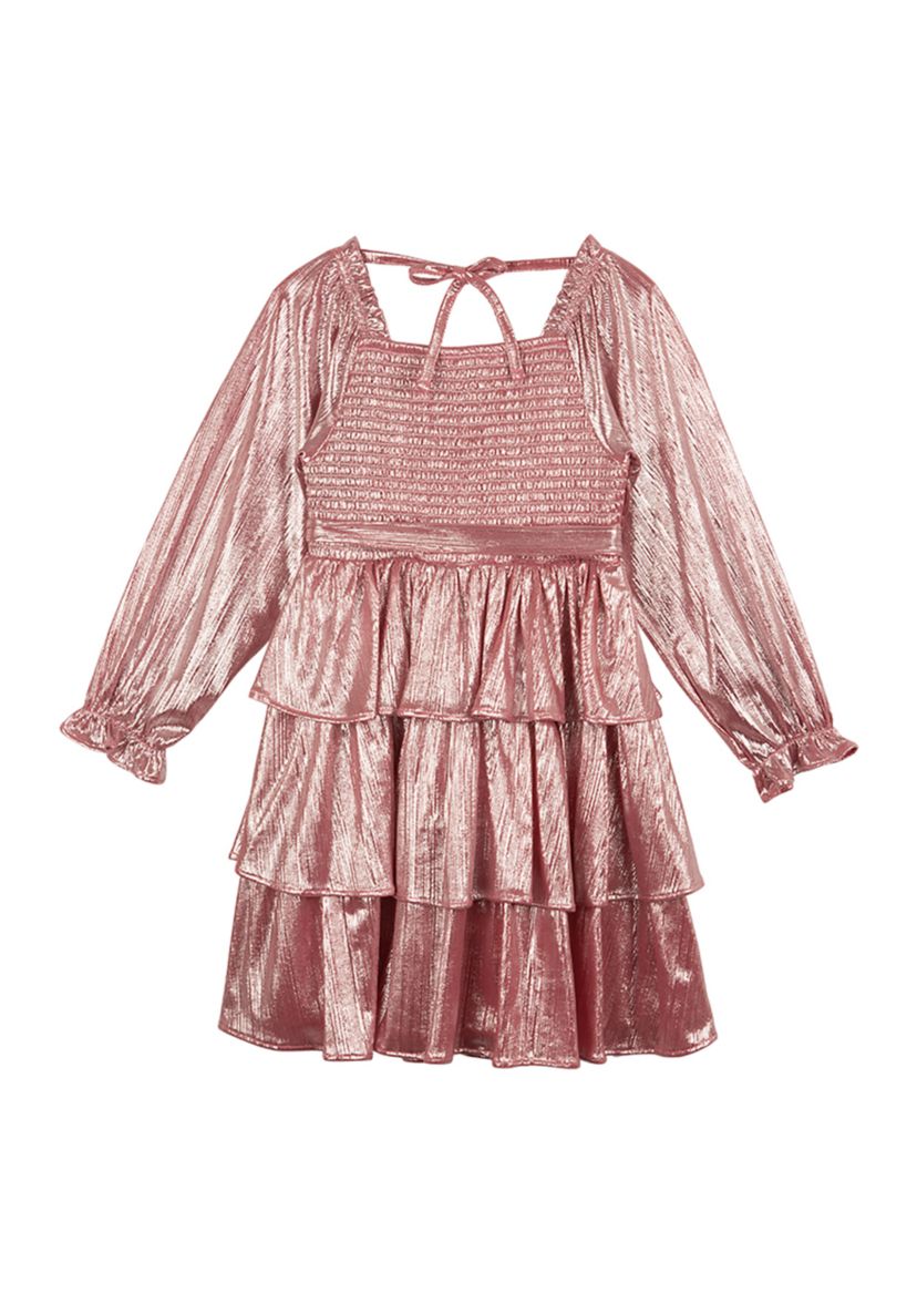 Girls 4-6x Metallic Peasant Dress