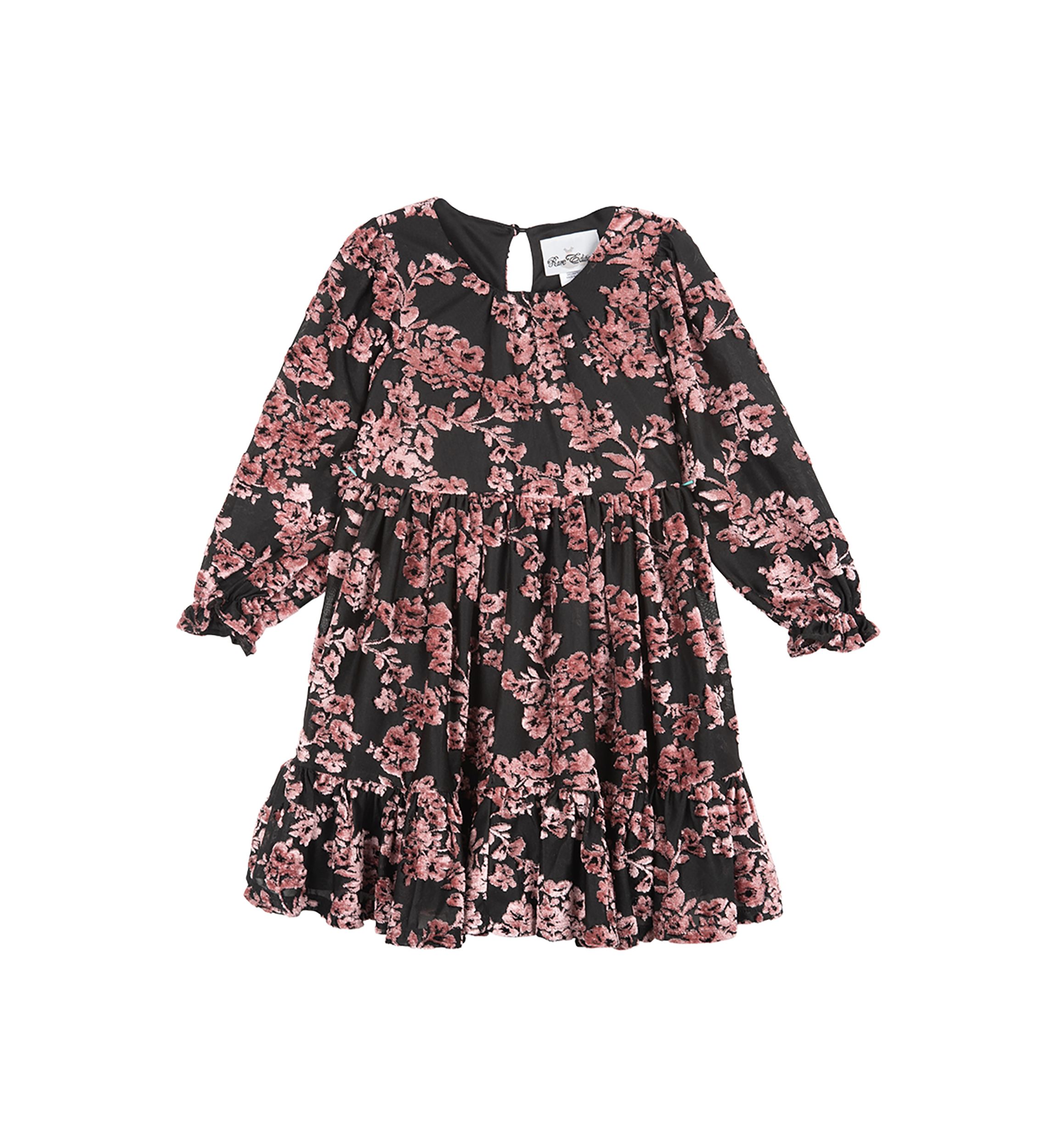 Girls 4-6x Velvet Printed Tiered Dress