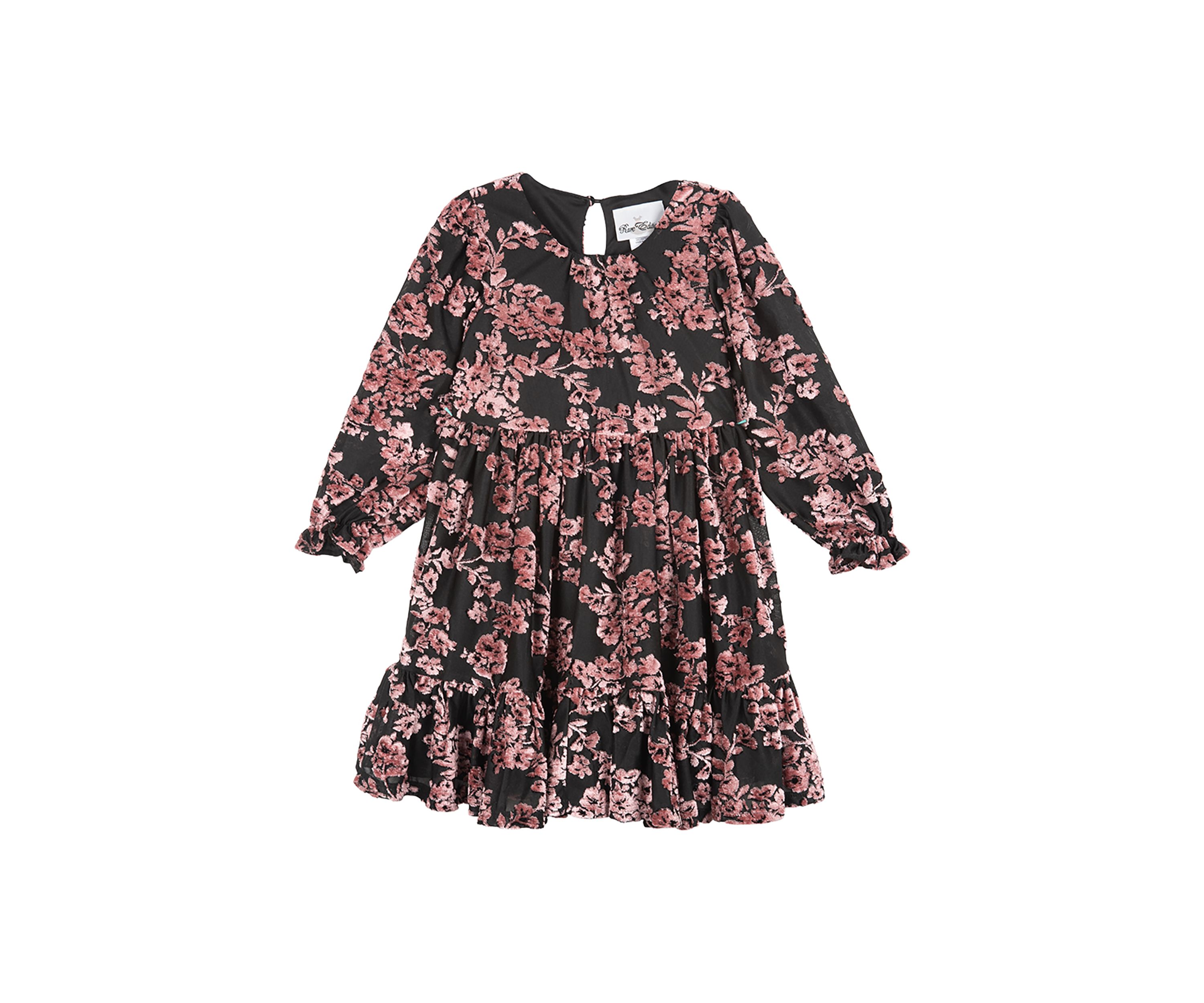 Girls 4-6x Velvet Printed Tiered Dress