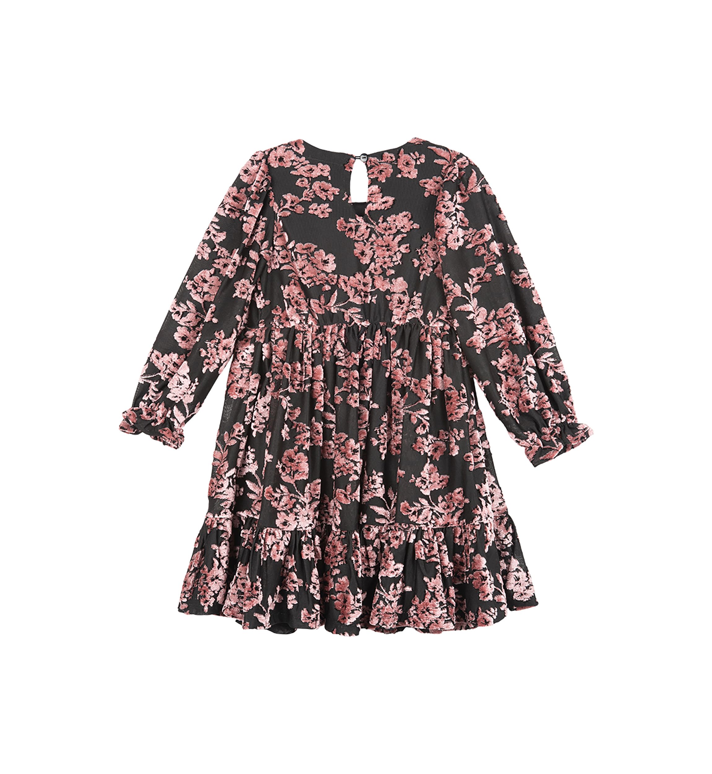 Girls 4-6x Velvet Printed Tiered Dress