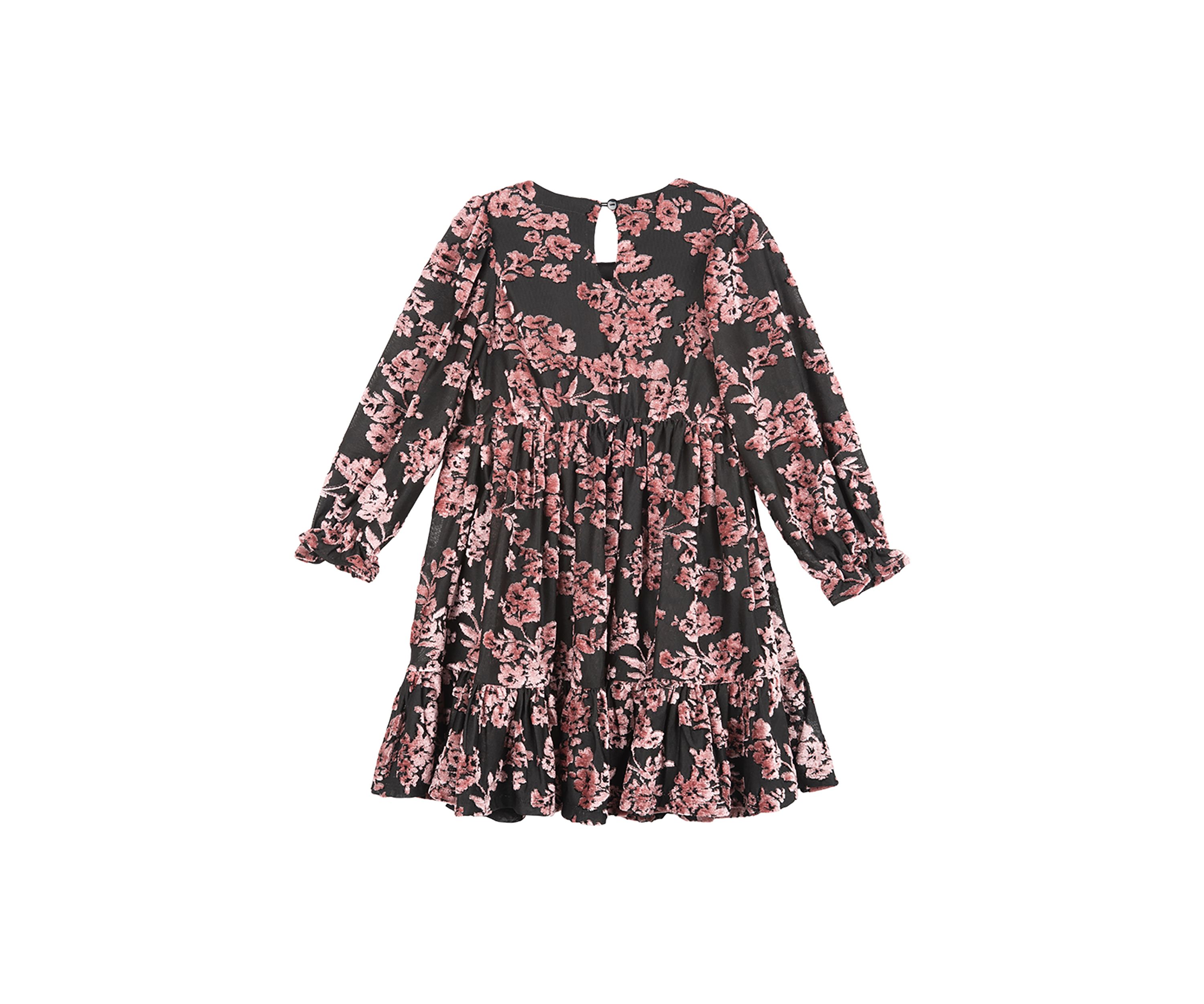 Girls 4-6x Velvet Printed Tiered Dress