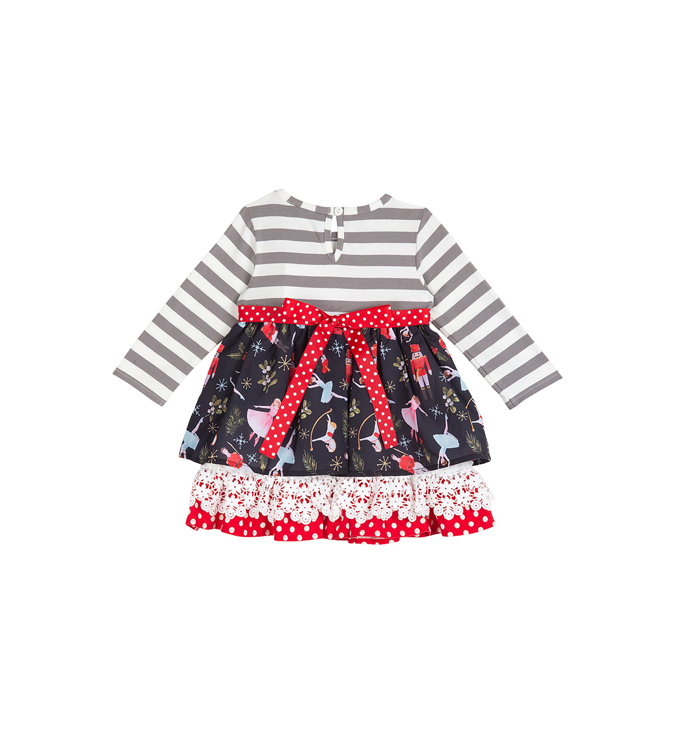 Girls 4-6x Long Sleeve Mixed Print Dress