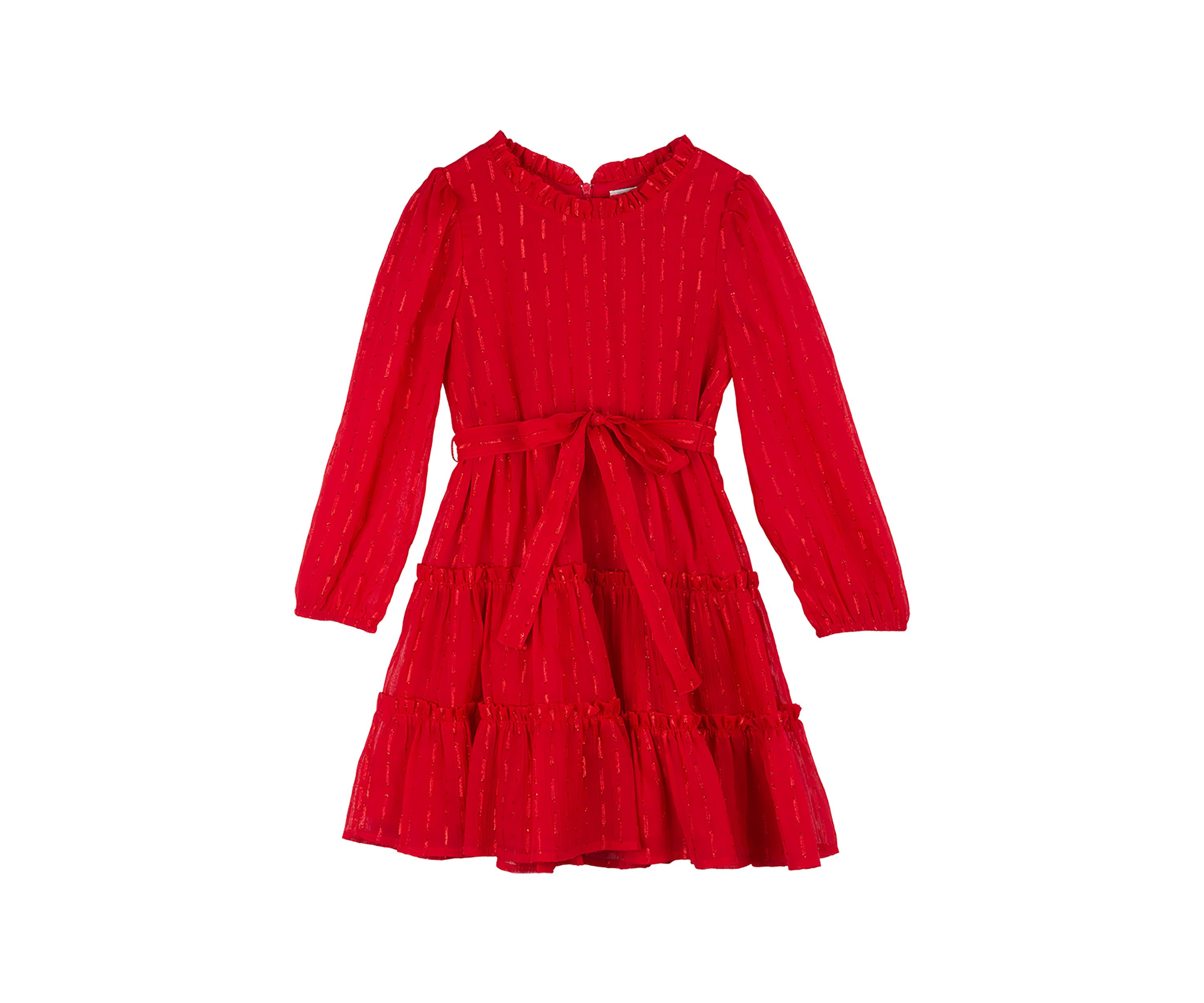 Girls 4-6x Long Sleeve Chiffon Tiered Dress with Smocking