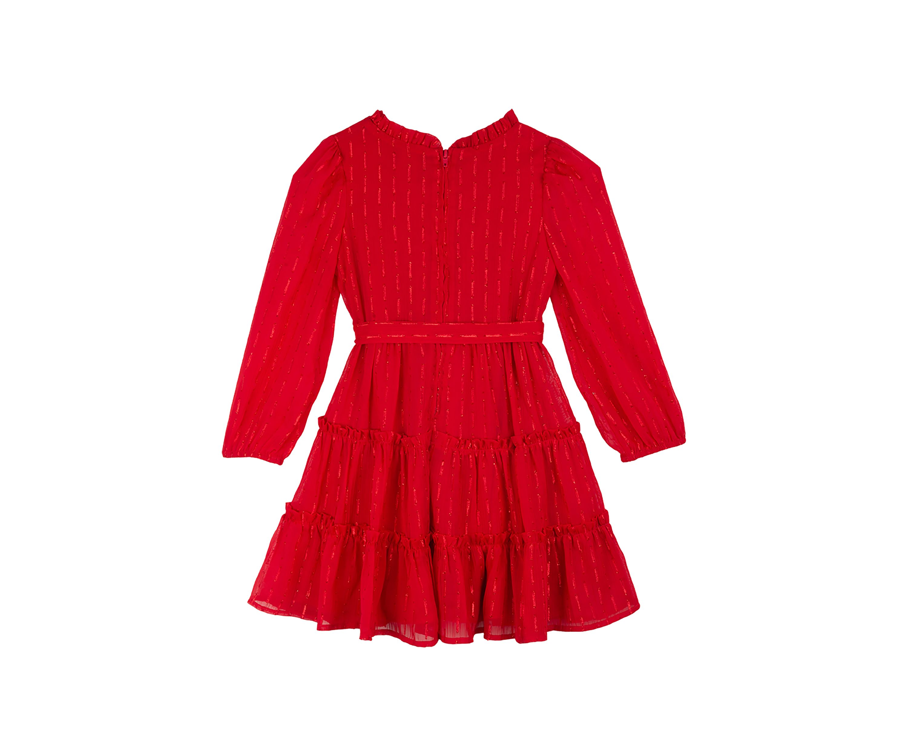 Girls 4-6x Long Sleeve Chiffon Tiered Dress with Smocking