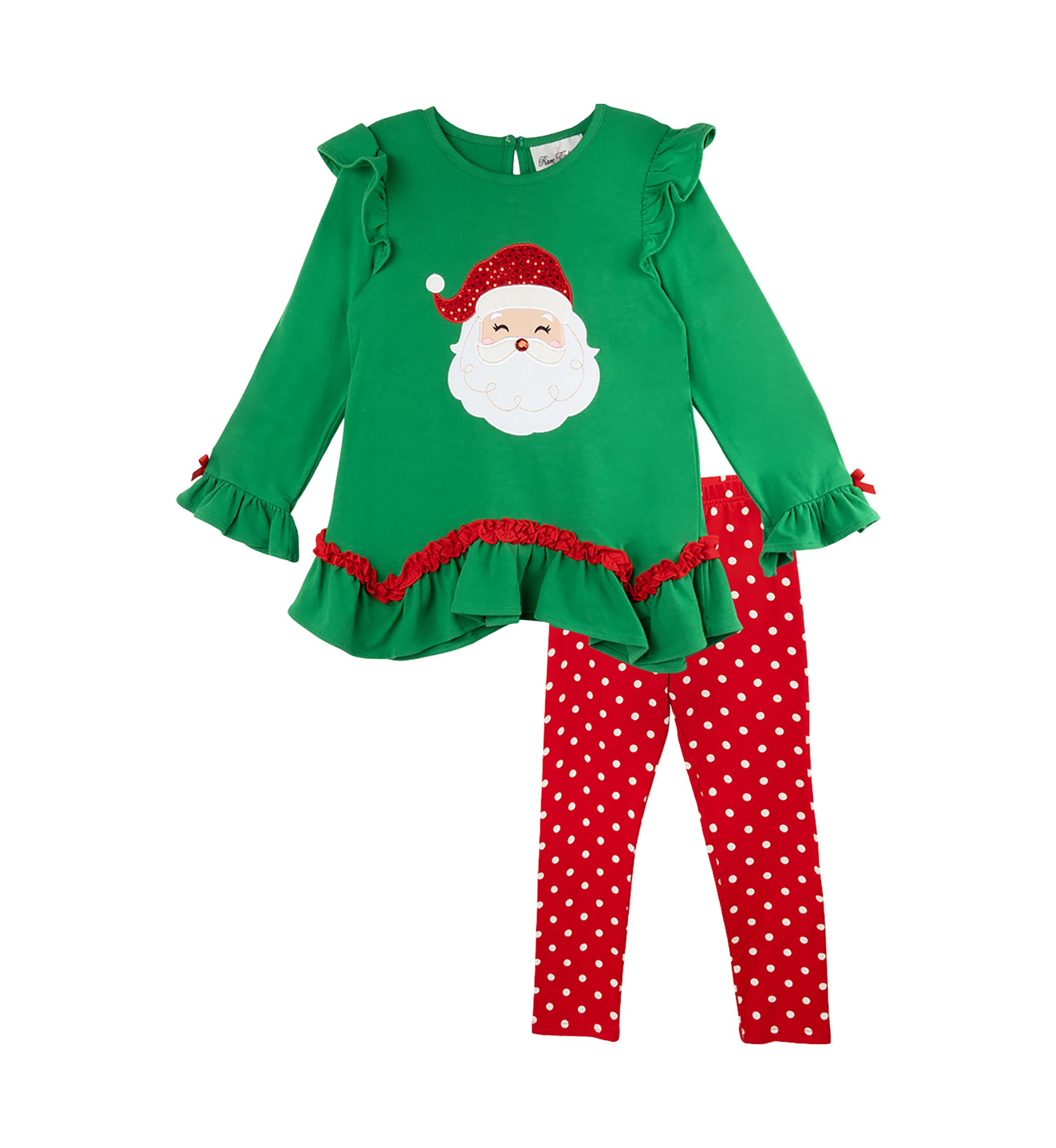 Girls 4-6x Santa Appliqué Top and Leggings Set