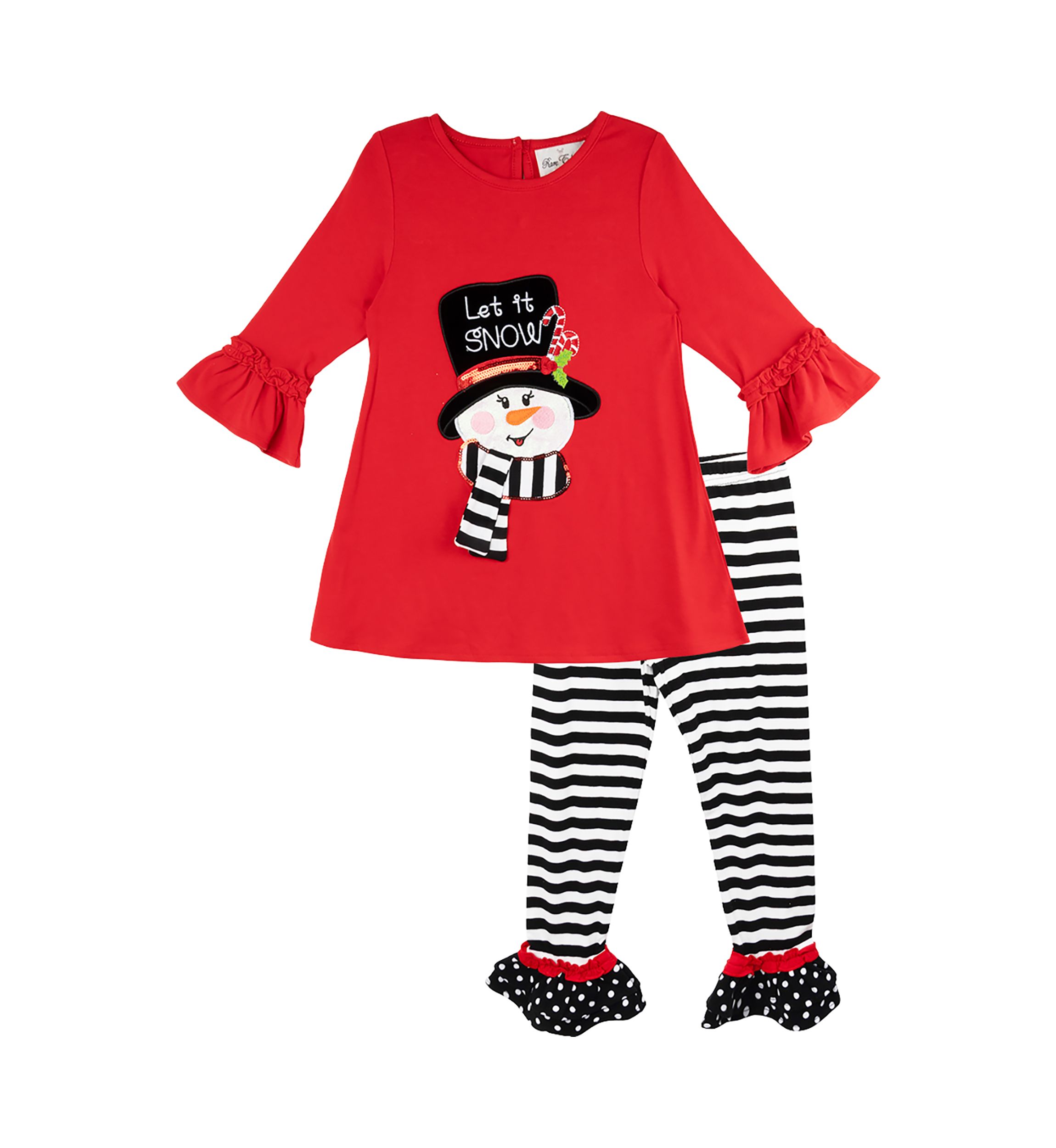 Girls 4-6x Snowman Appliqué Top and Leggings Set