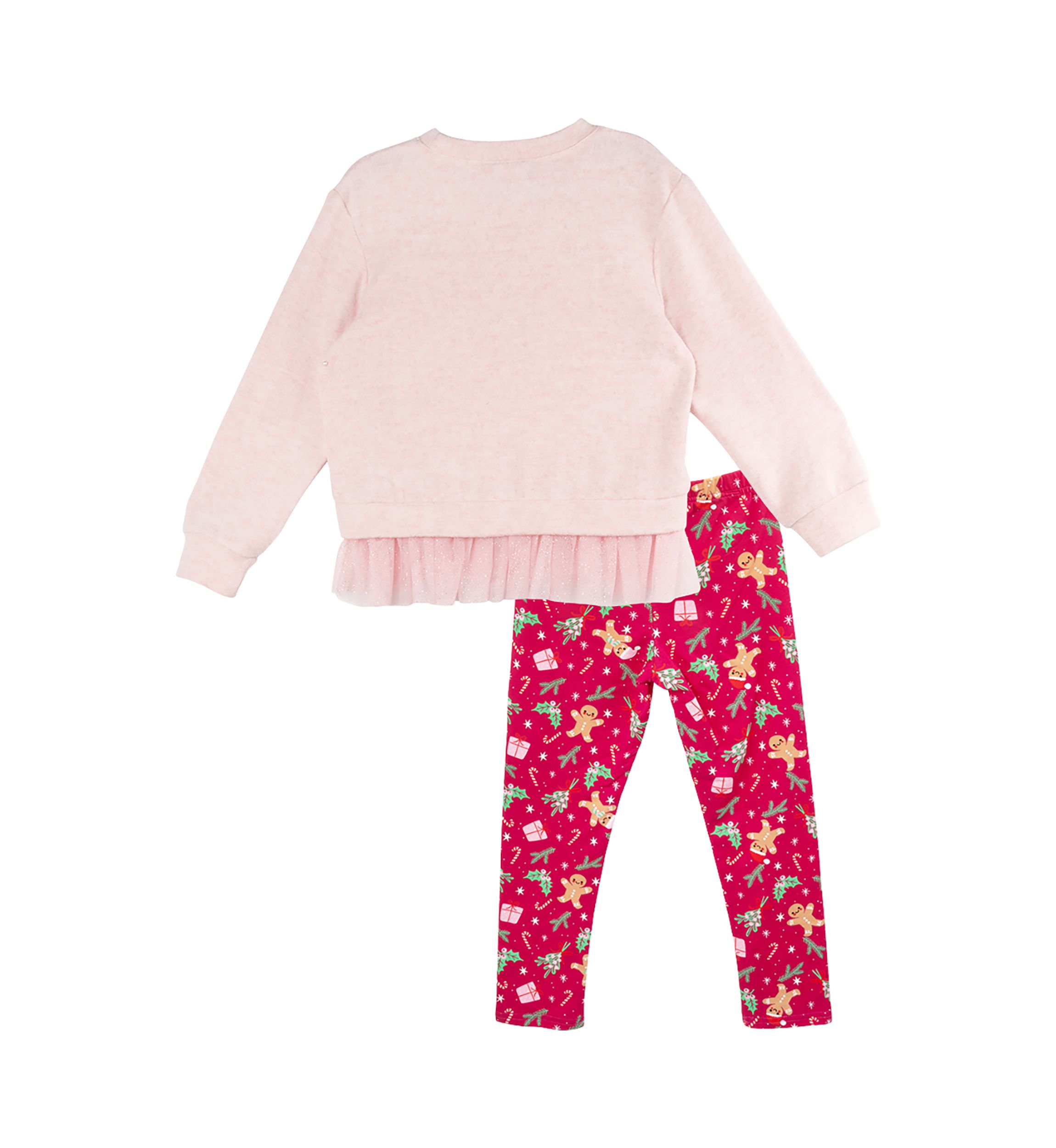 Girls 4-6x Gingerbread Appliqué Sweater and Printed Leggings