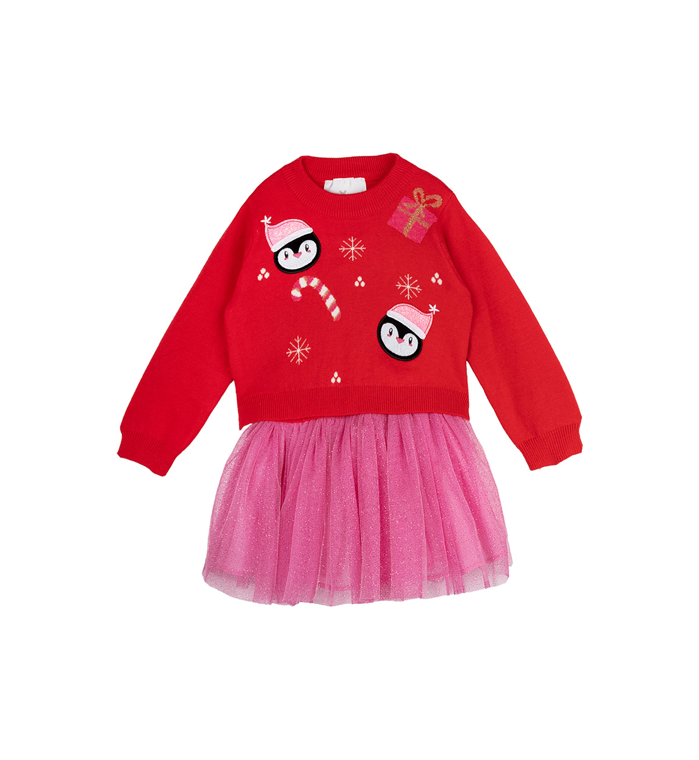 Girls 4-6x Snowman Sweater Dress with Skirt
