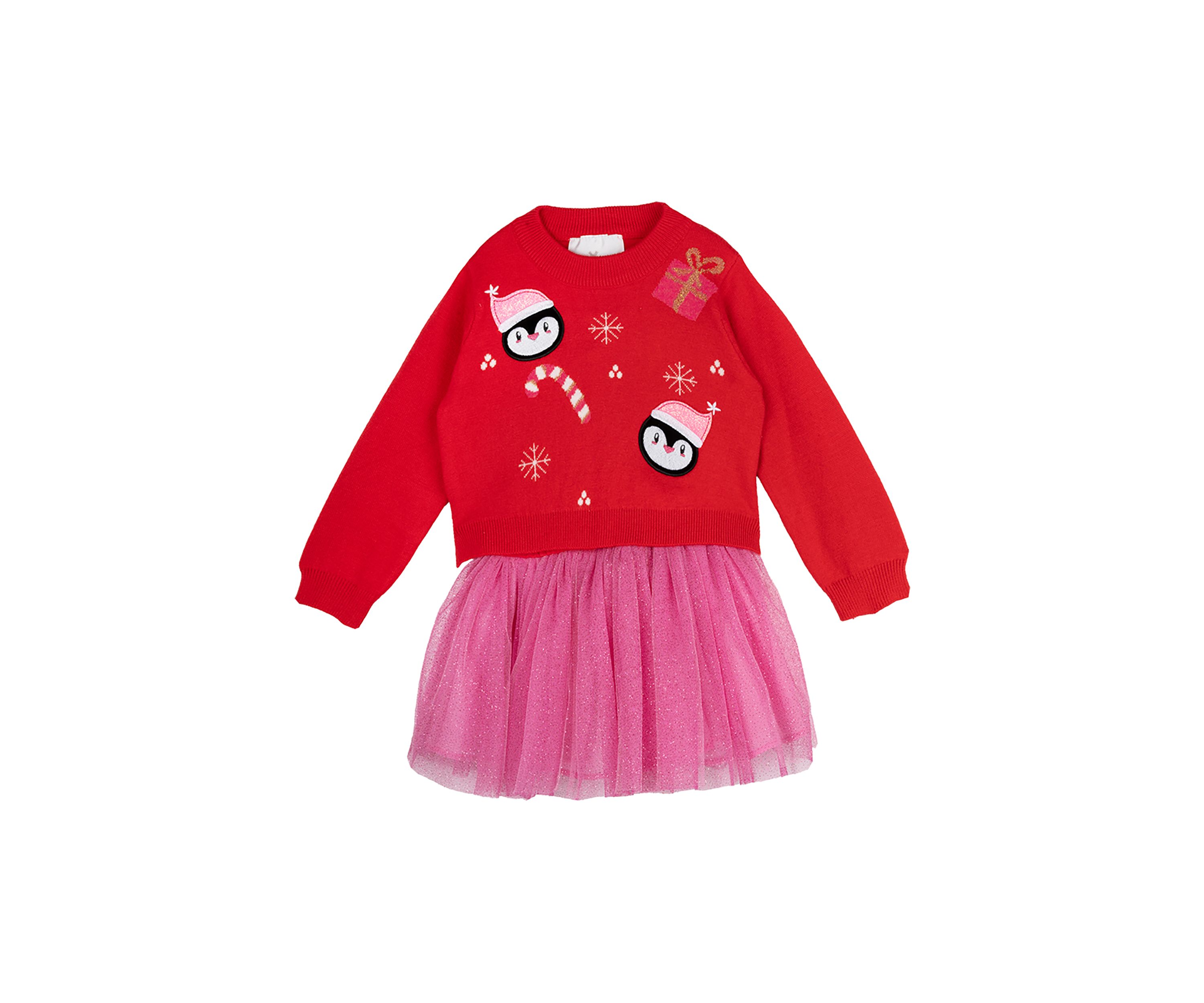 Girls 4-6x Snowman Sweater Dress with Skirt