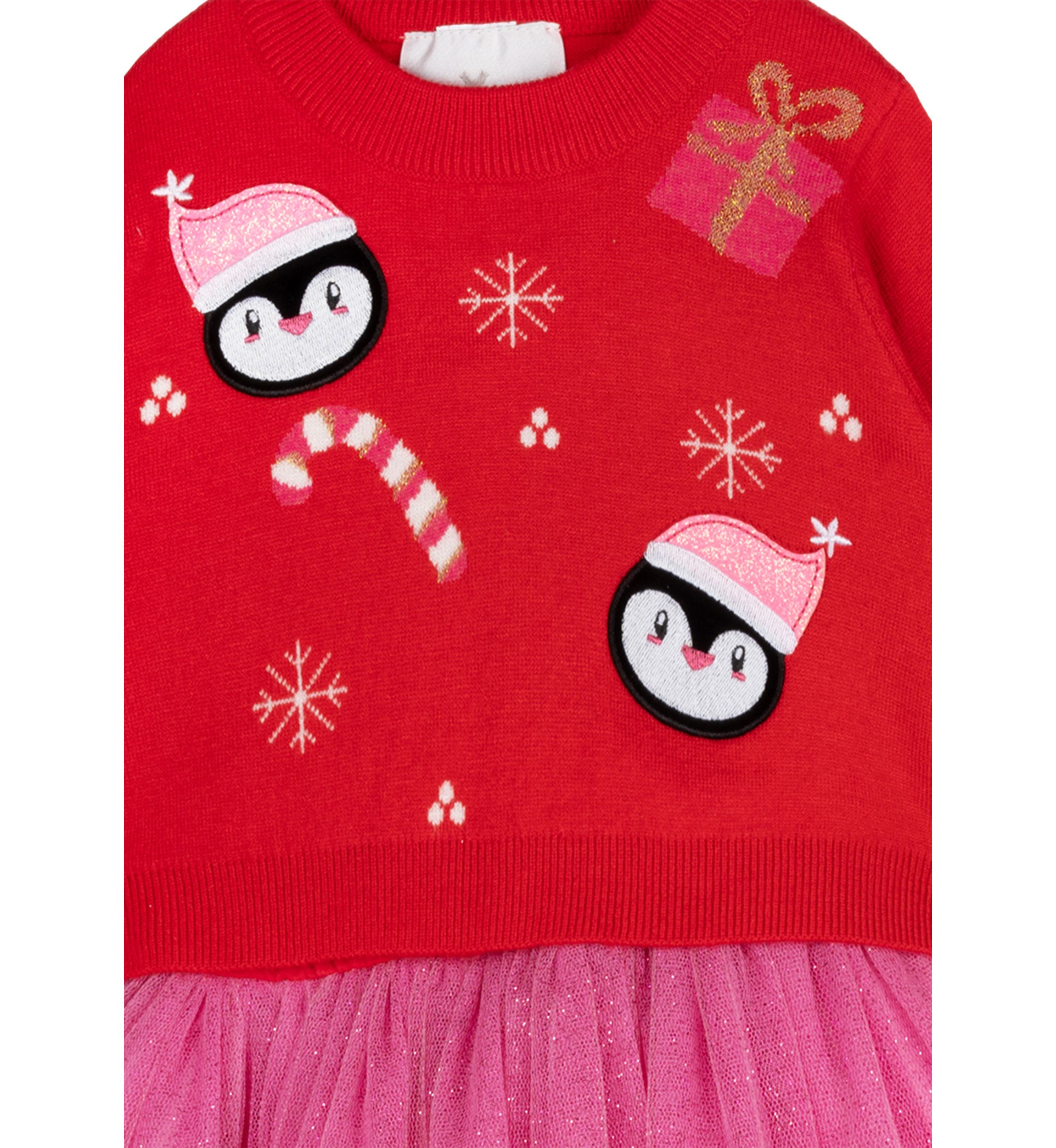 Girls 4-6x Snowman Sweater Dress with Skirt