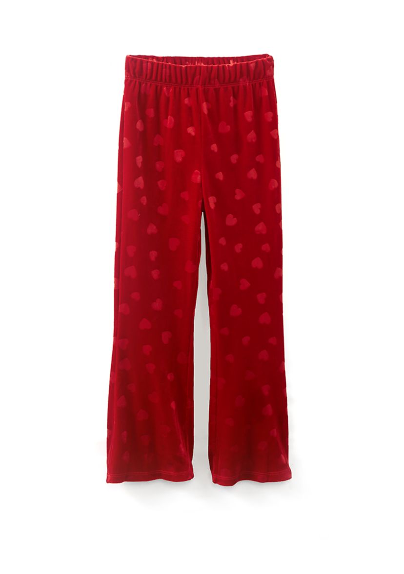 Girls 4-6x Stretch Heart Velvet Printed Top and Pants Set