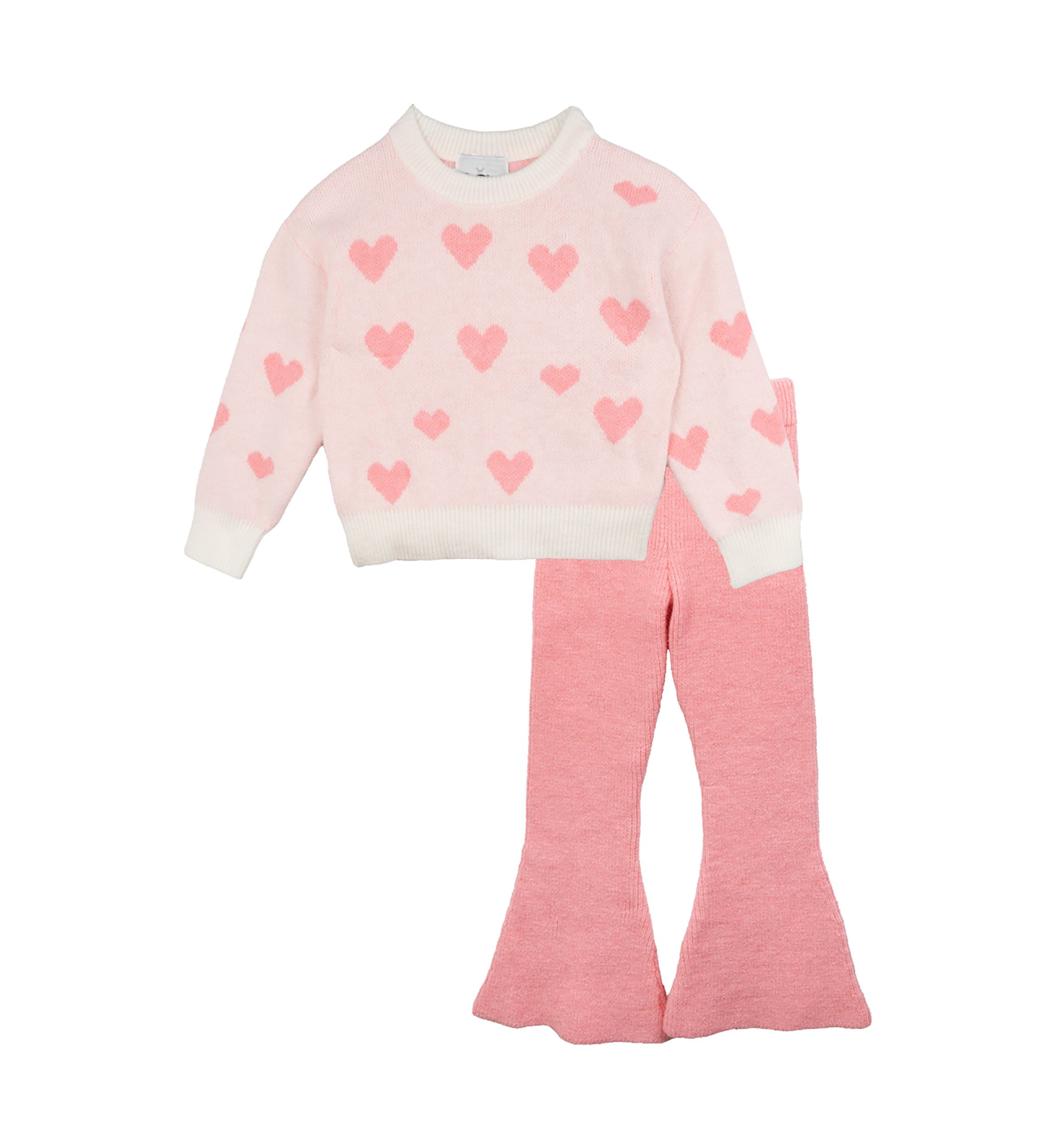 Girls 4-6x Heart Sweater with Matching Flare Pants
