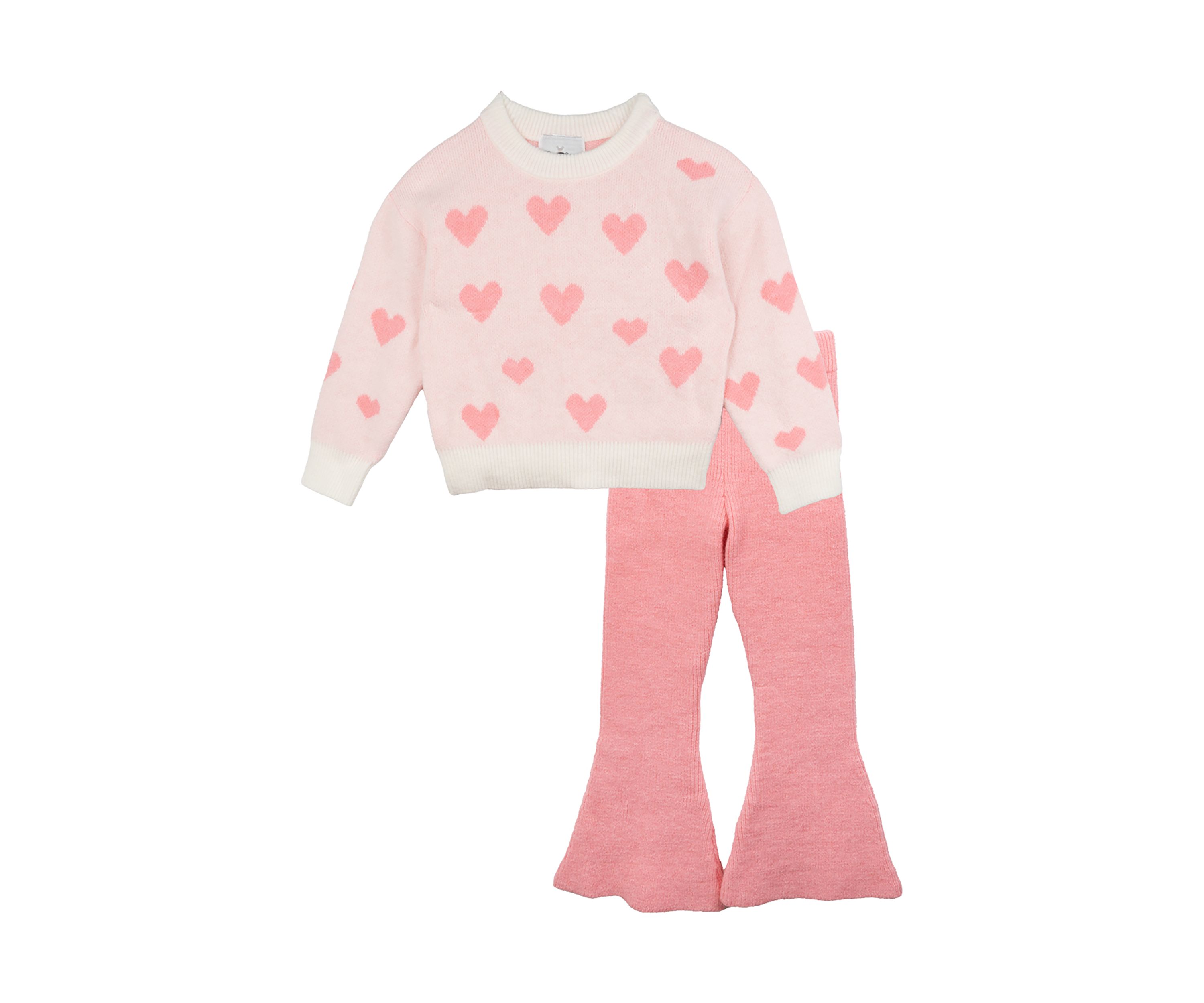 Girls 4-6x Heart Sweater with Matching Flare Pants