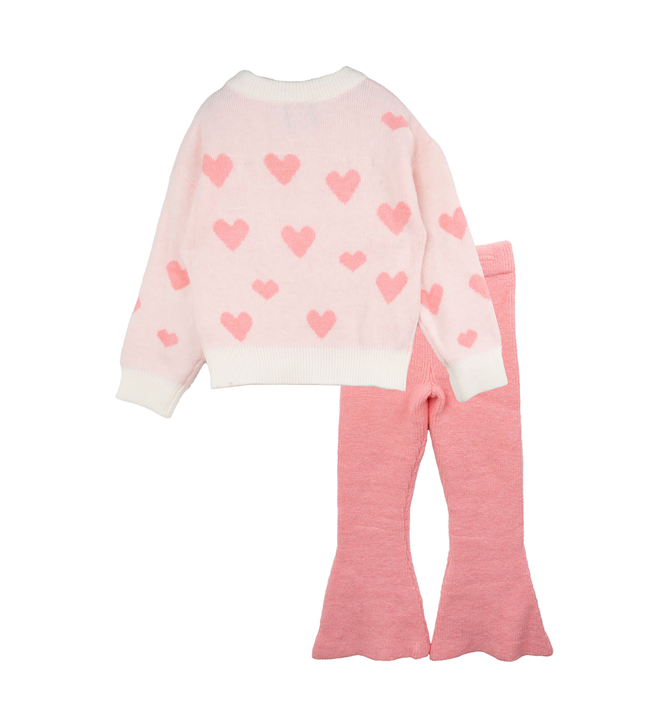 Girls 4-6x Heart Sweater with Matching Flare Pants