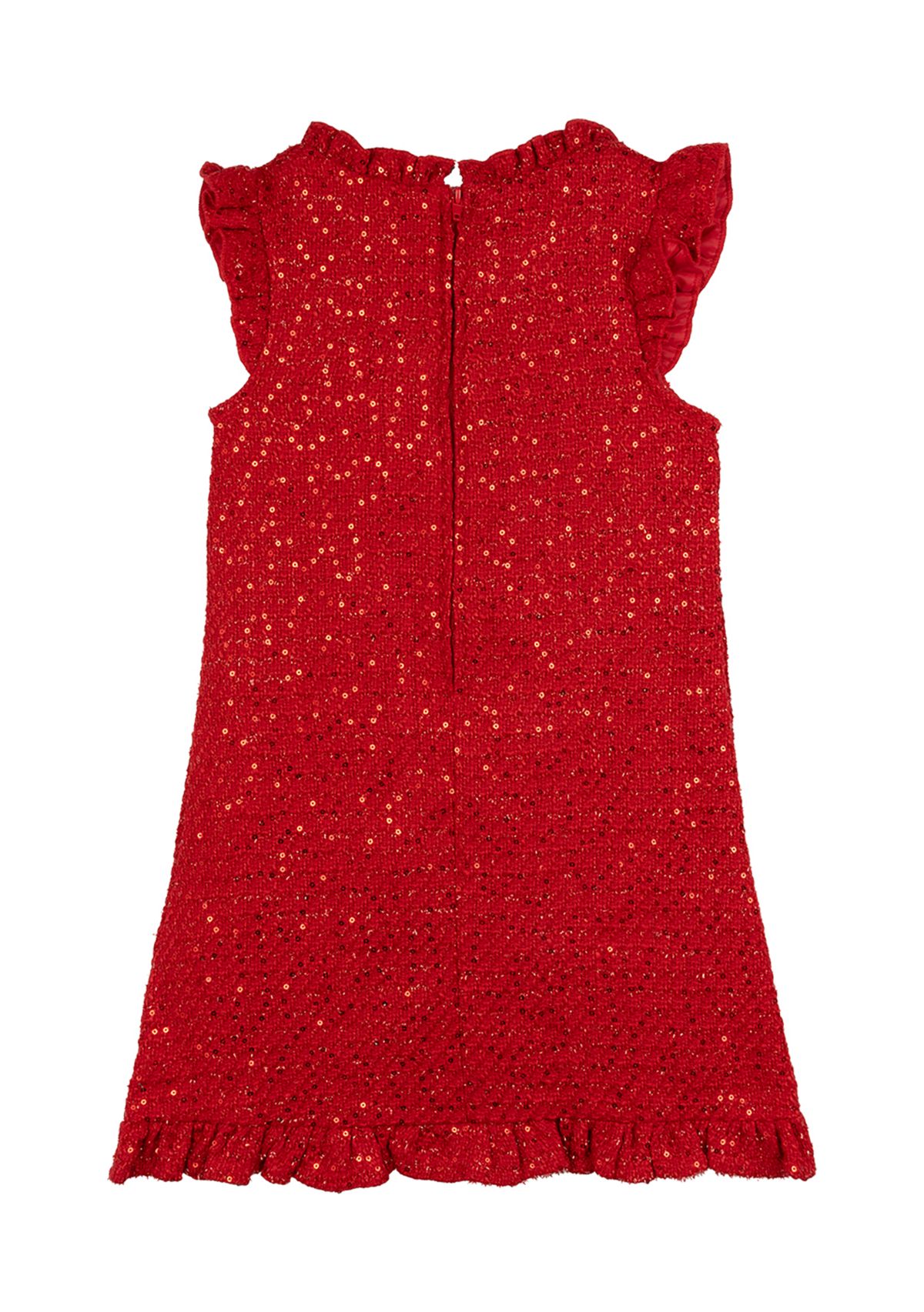 Girls 4-6x Sequin Ruffle Tweed Dress with Headband