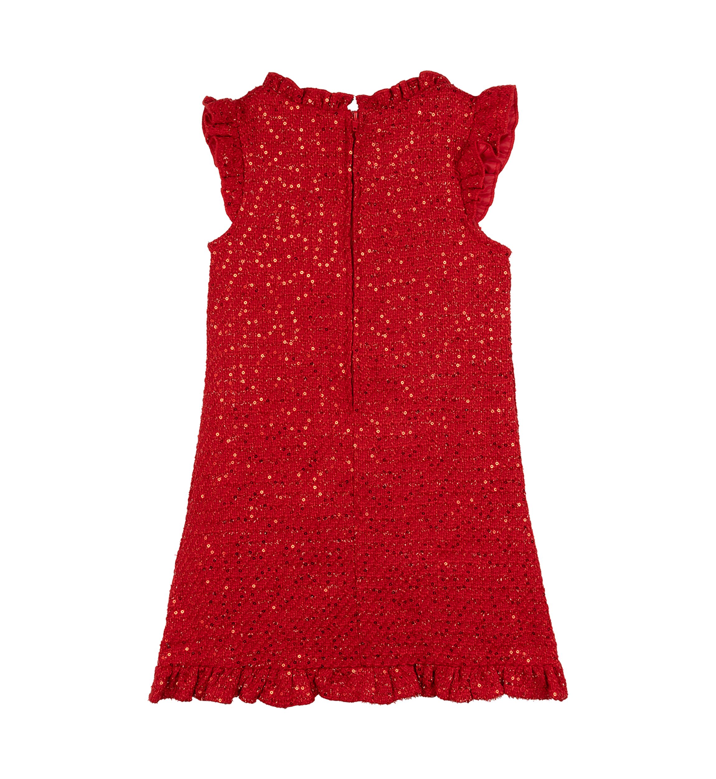 Girls 4-6x Sequin Ruffle Tweed Dress with Headband