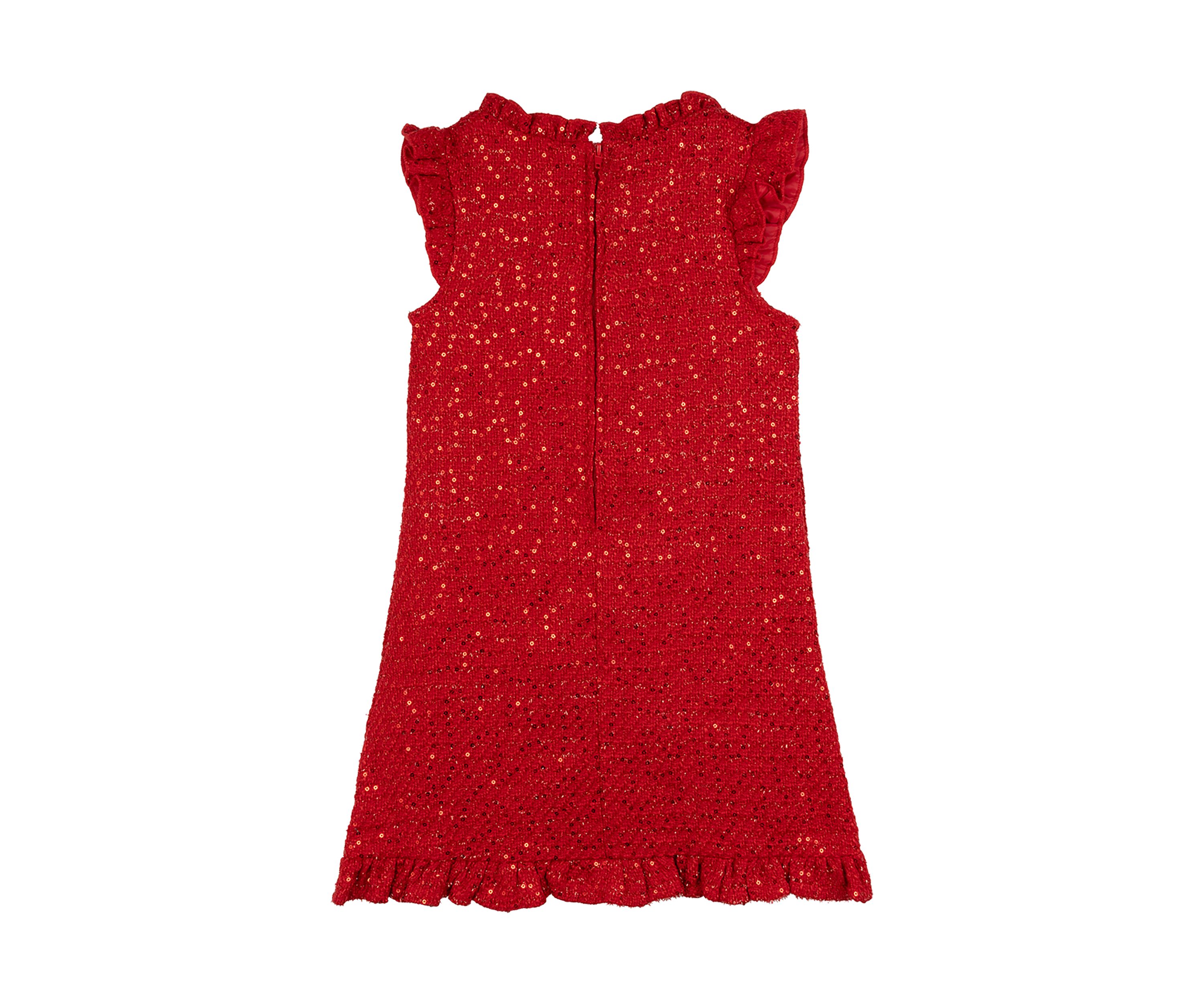 Girls 4-6x Sequin Ruffle Tweed Dress with Headband