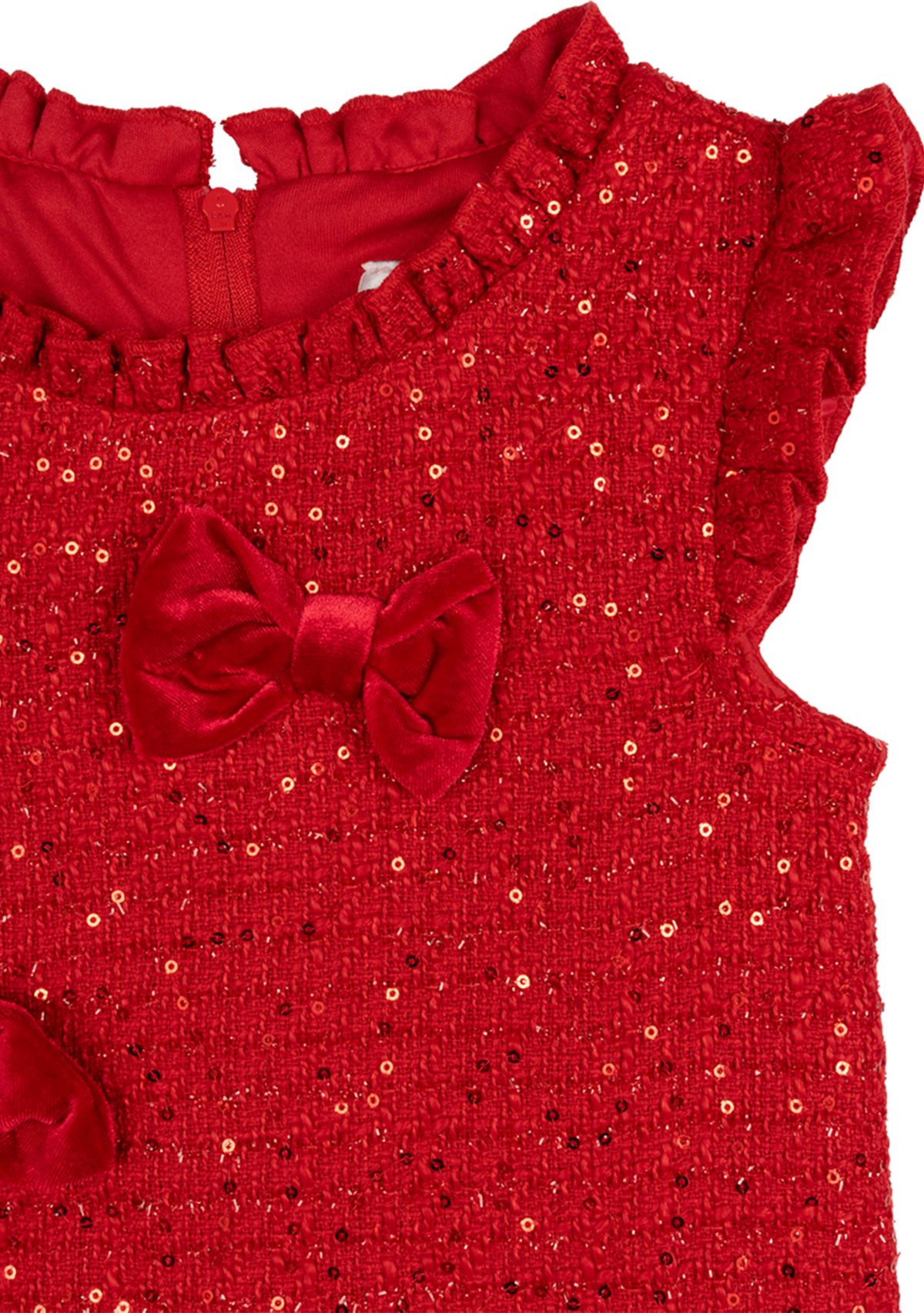 Girls 4-6x Sequin Ruffle Tweed Dress with Headband