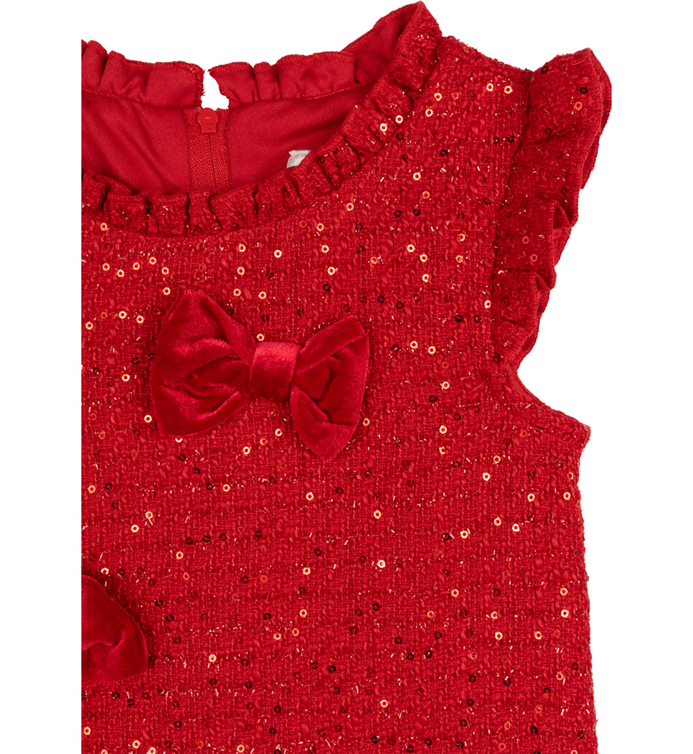 Girls 4-6x Sequin Ruffle Tweed Dress with Headband