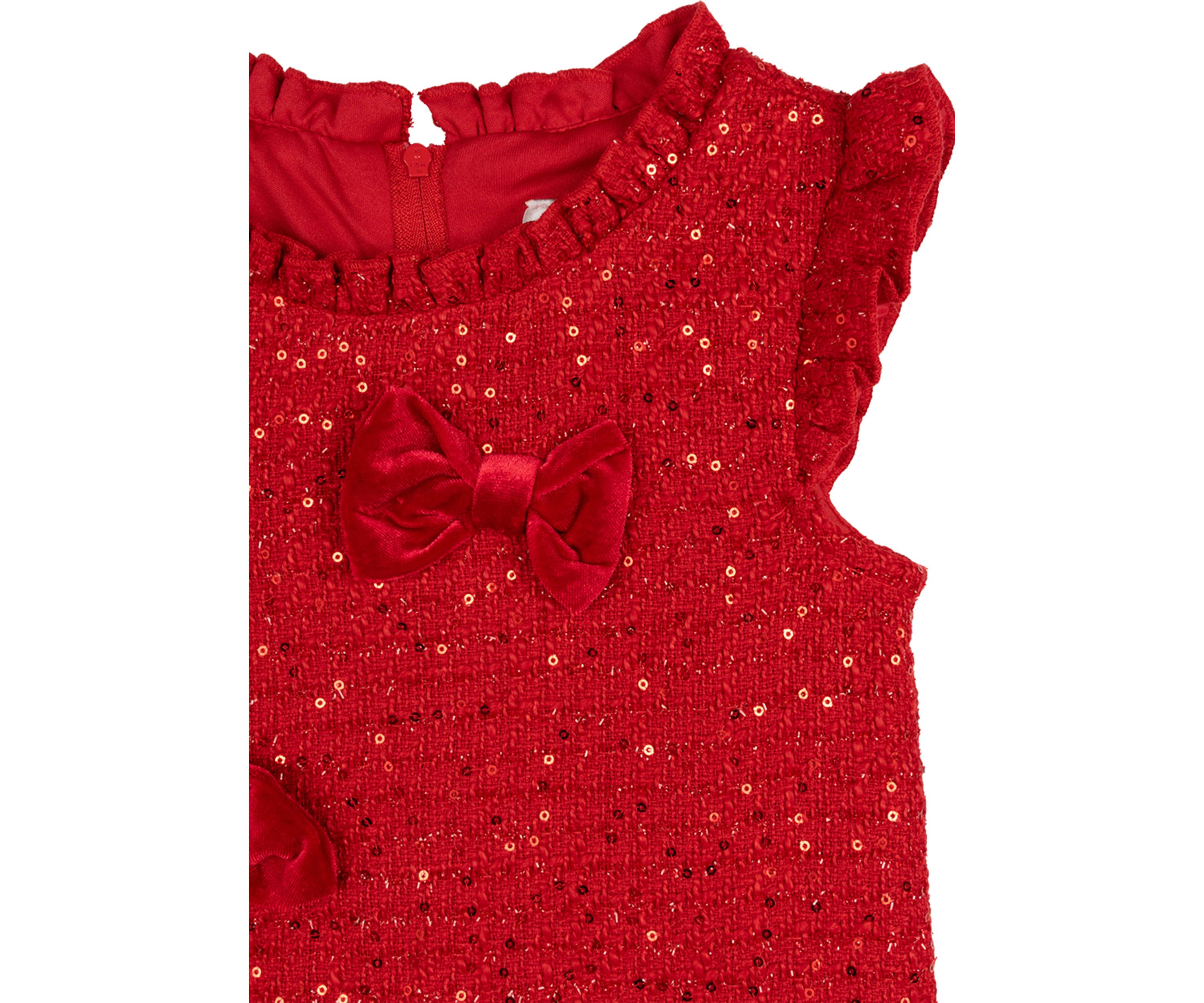 Girls 4-6x Sequin Ruffle Tweed Dress with Headband