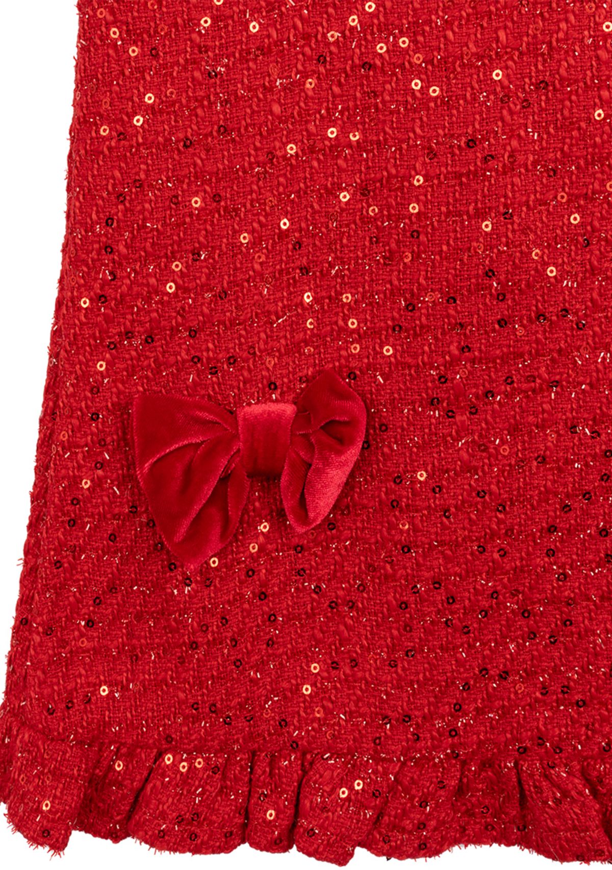 Girls 4-6x Sequin Ruffle Tweed Dress with Headband