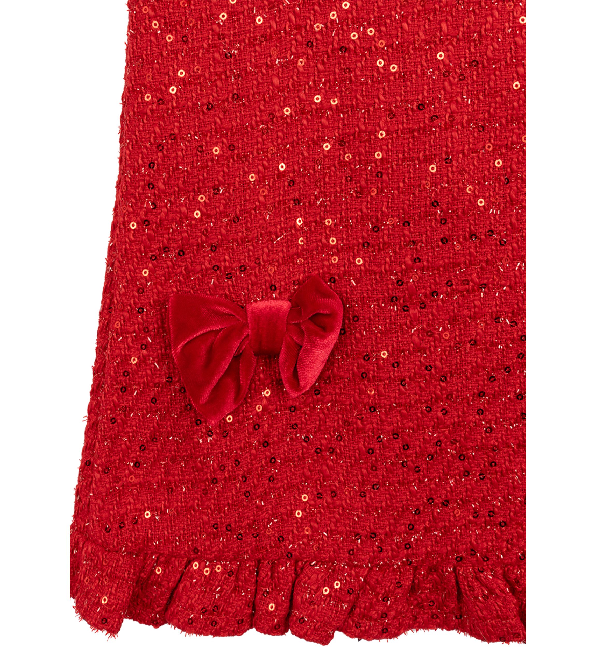 Girls 4-6x Sequin Ruffle Tweed Dress with Headband