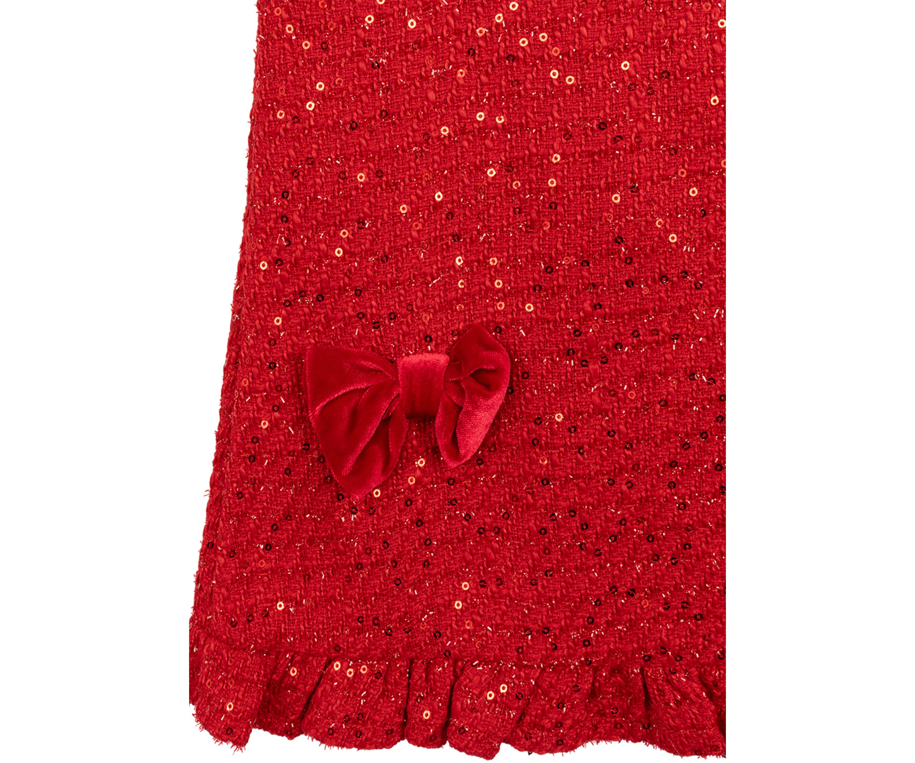 Girls 4-6x Sequin Ruffle Tweed Dress with Headband