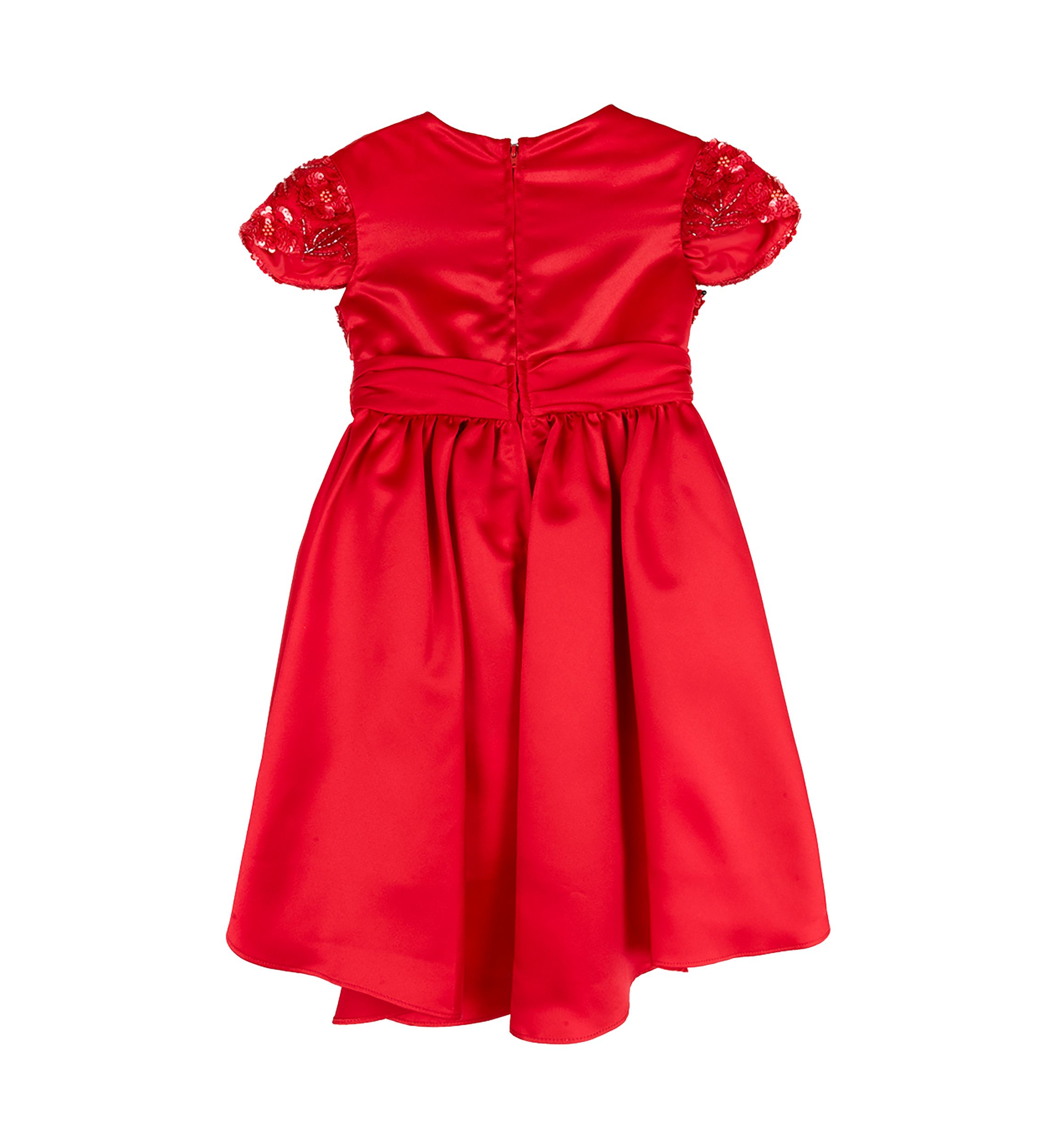 Girls 4-6x Beaded Sequined Satin Bow Dress