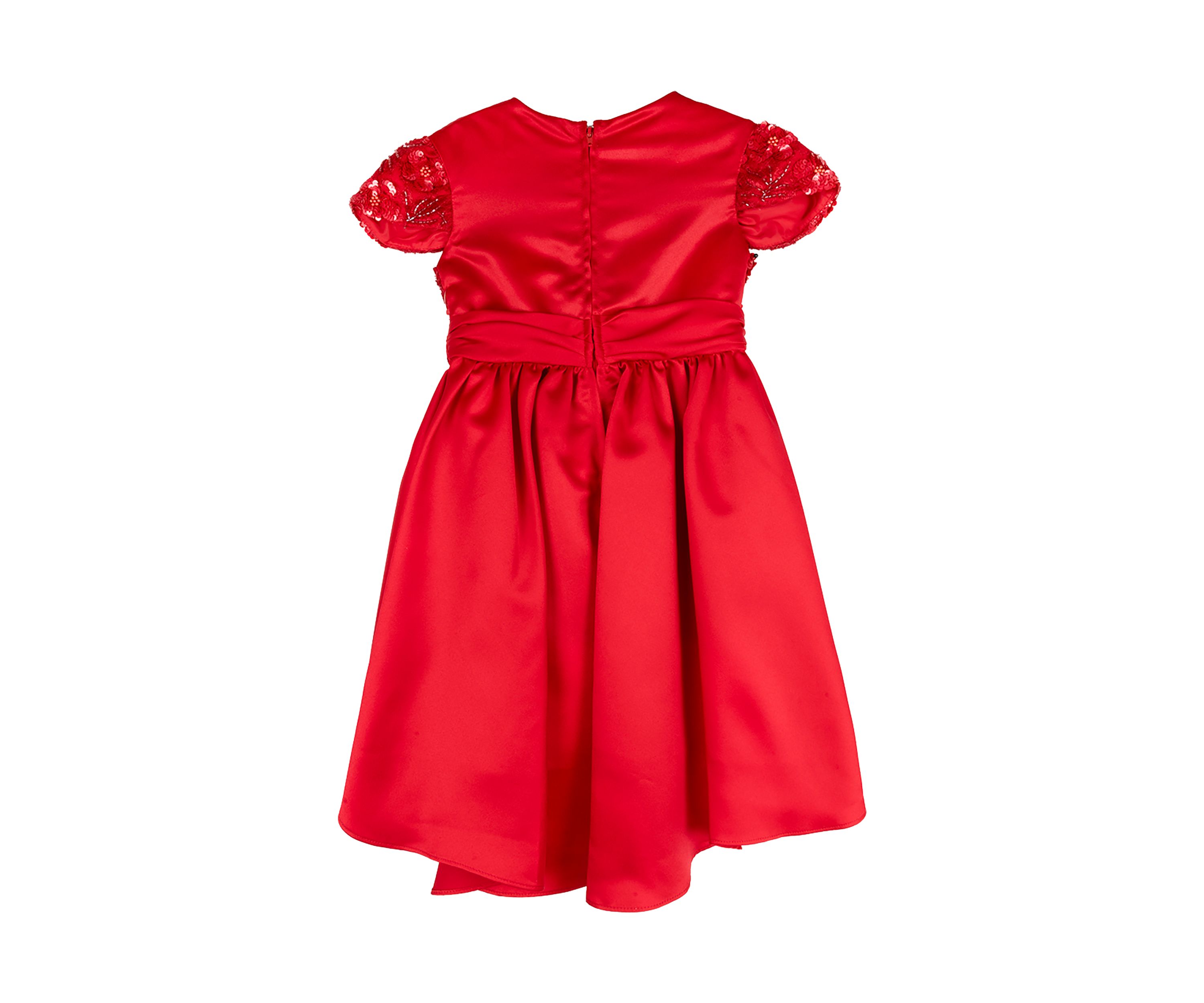 Girls 4-6x Beaded Sequined Satin Bow Dress