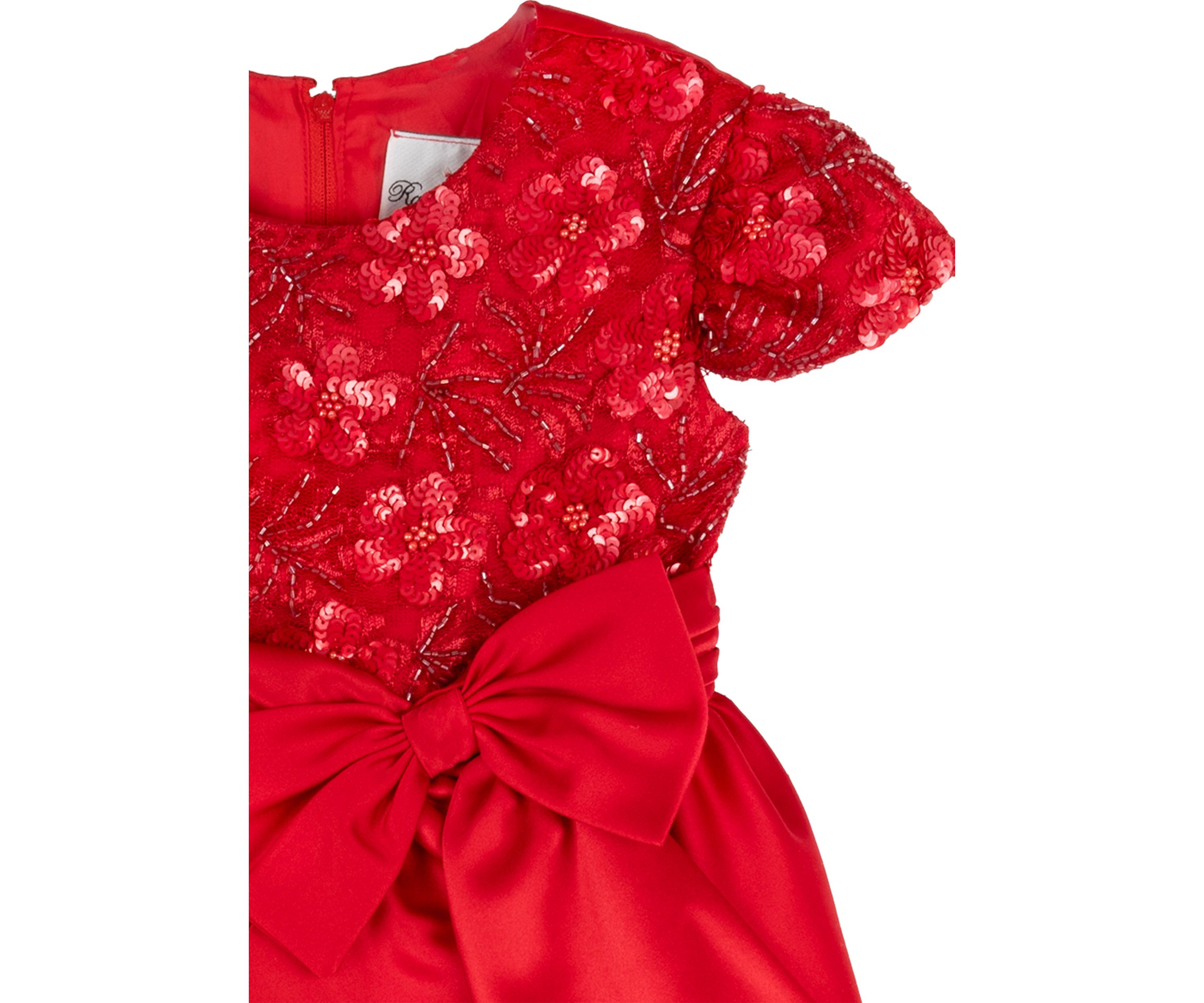 Girls 4-6x Beaded Sequined Satin Bow Dress
