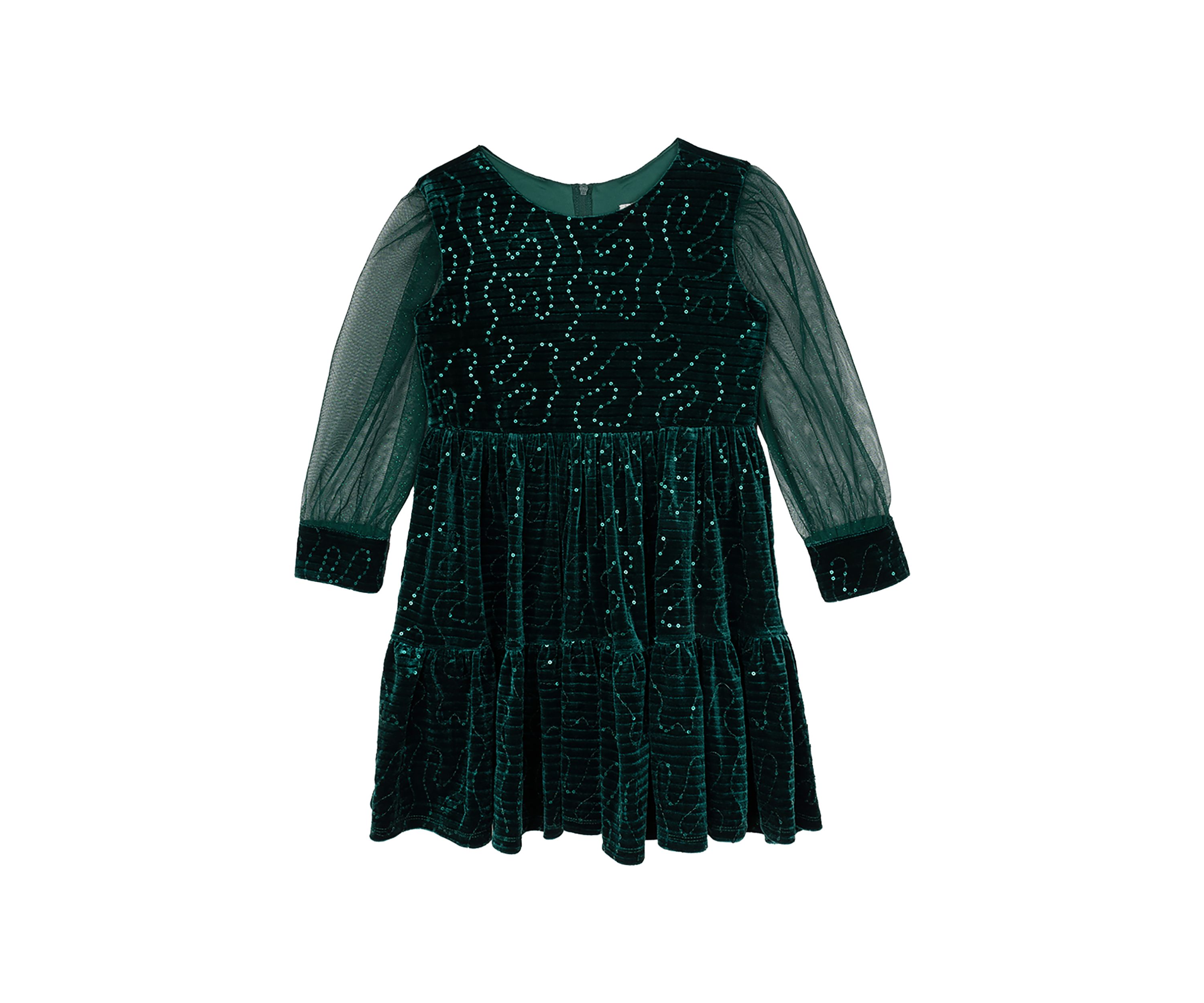Girls 4-6x Sequin Mesh Sleeve Velvet Dress