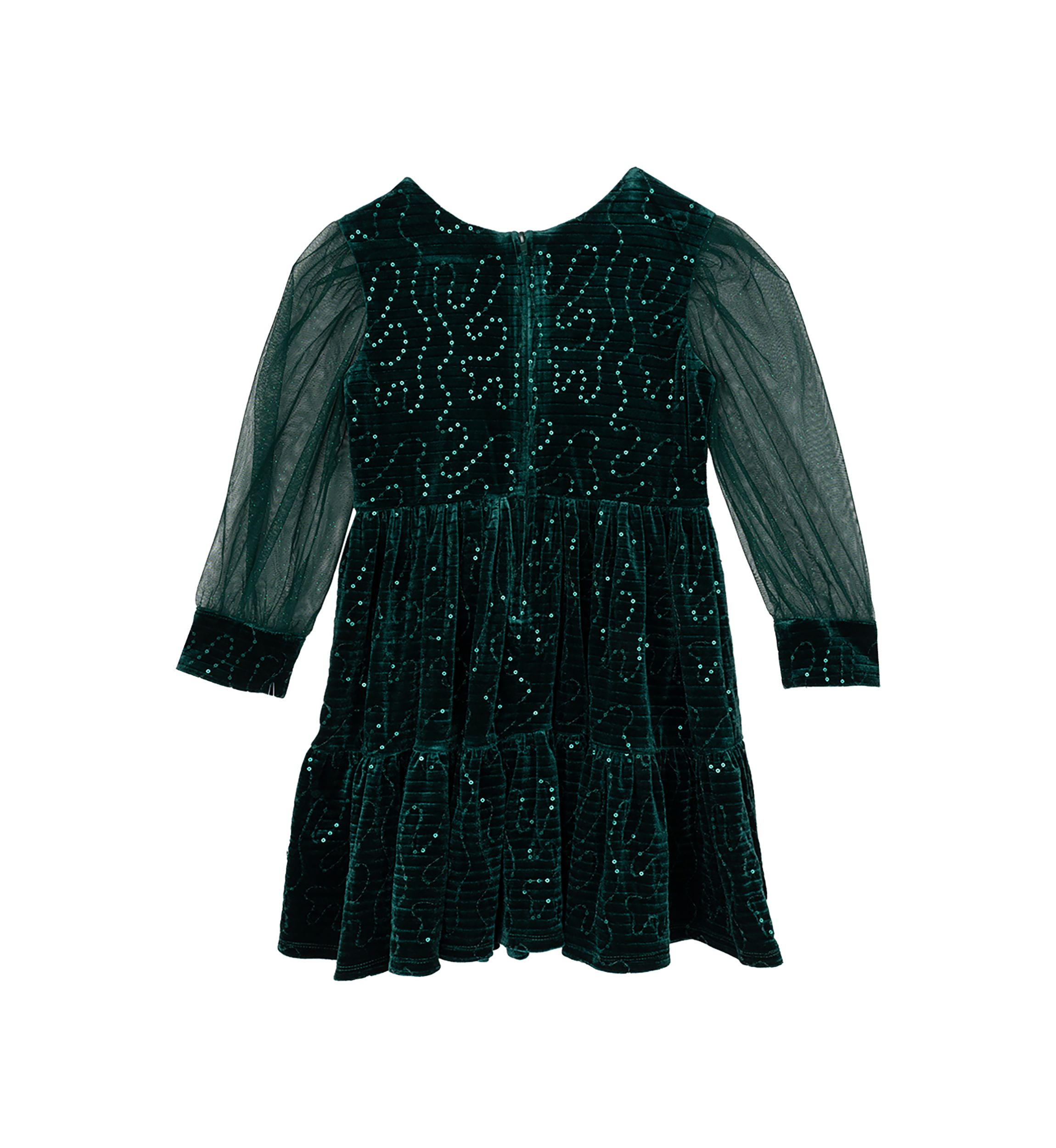 Girls 4-6x Sequin Mesh Sleeve Velvet Dress