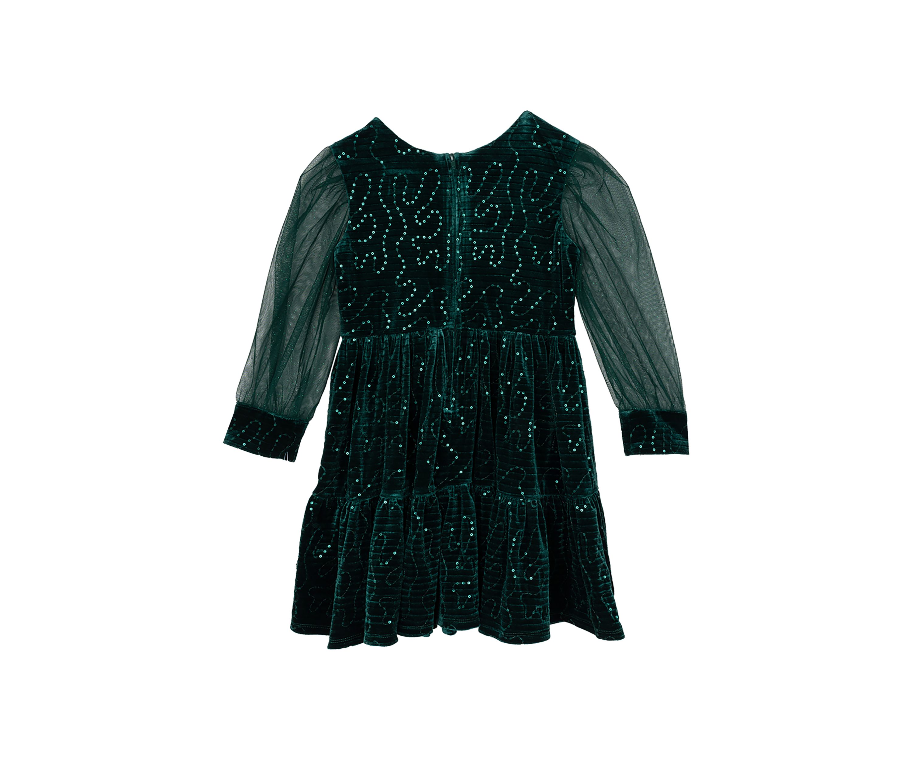 Girls 4-6x Sequin Mesh Sleeve Velvet Dress