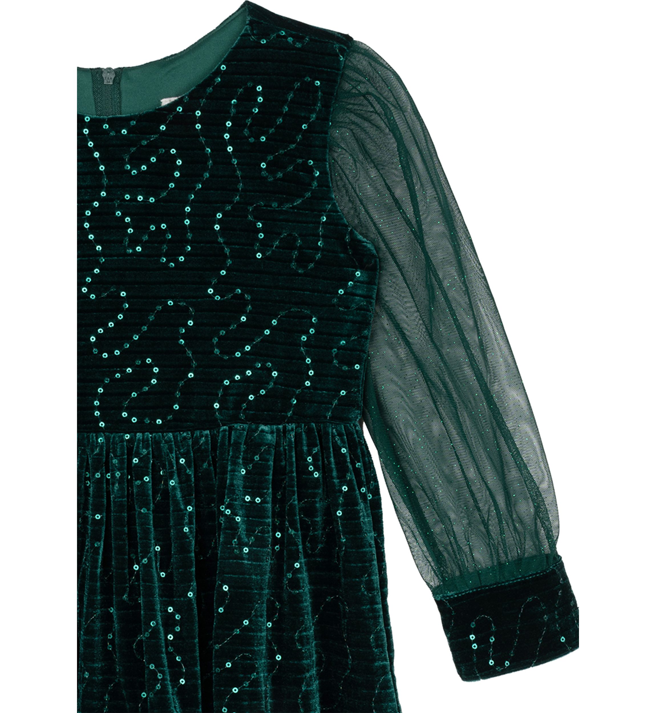 Girls 4-6x Sequin Mesh Sleeve Velvet Dress