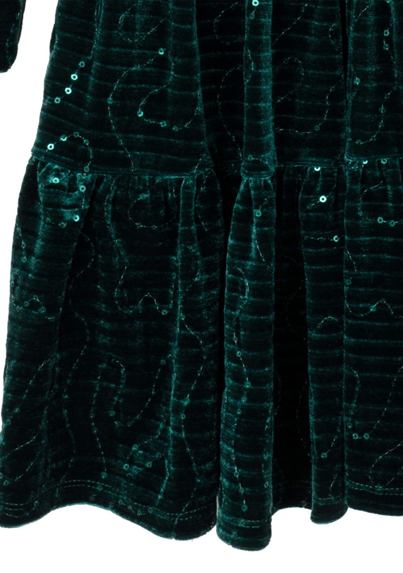 Girls 4-6x Sequin Mesh Sleeve Velvet Dress