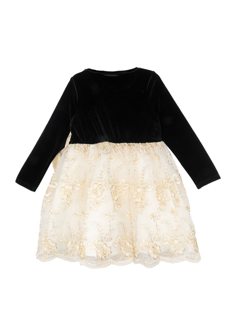 Girls 4-6x Velvet Bodice to Corded Skirt Dress