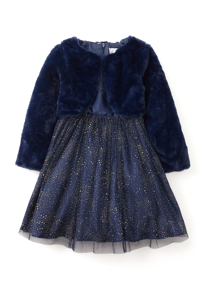 Girls 4-6x Foil Stars Dress and Jacket