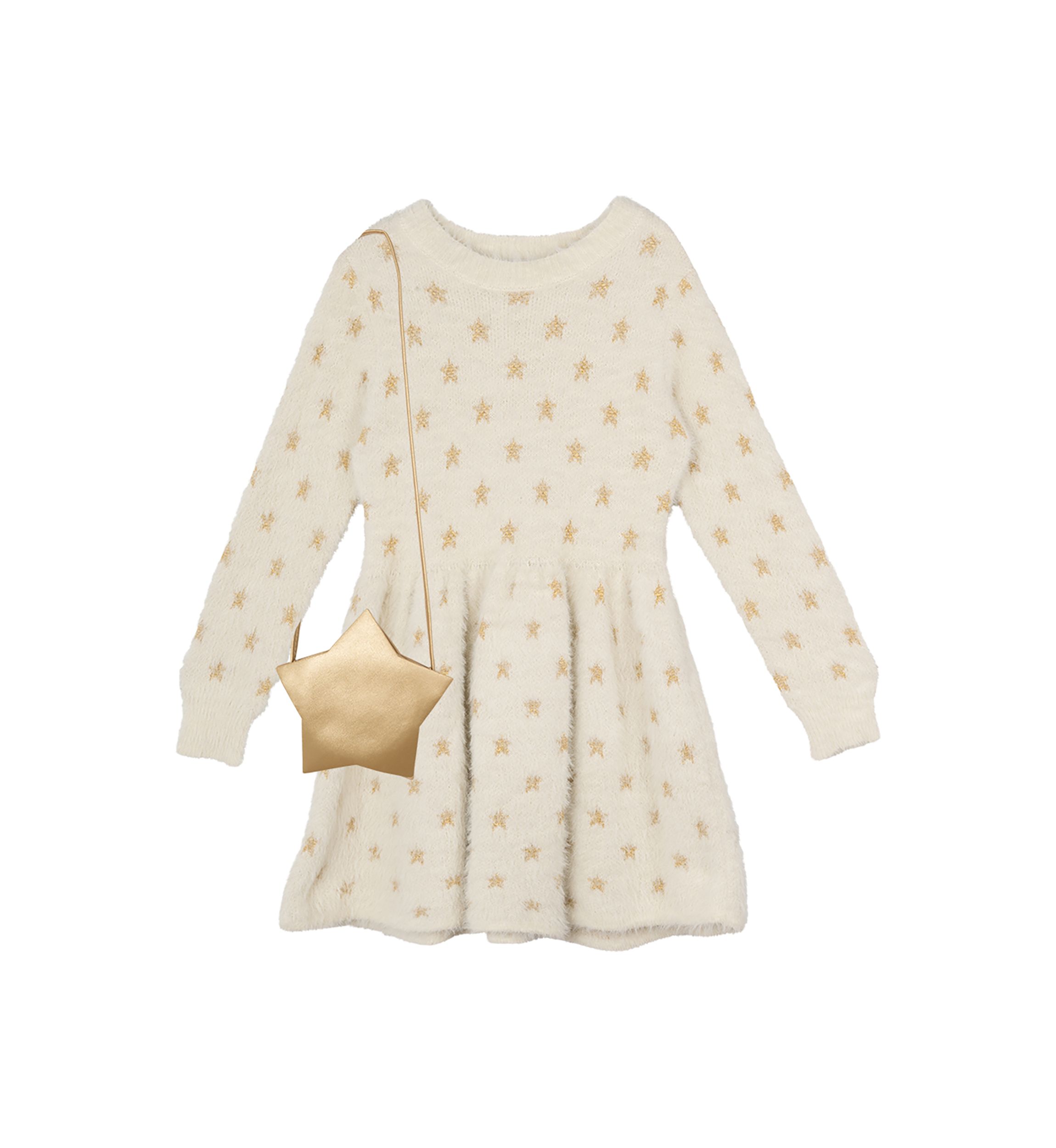 Girls 4-6x Star Sweater Dress with Pleather Bag Set