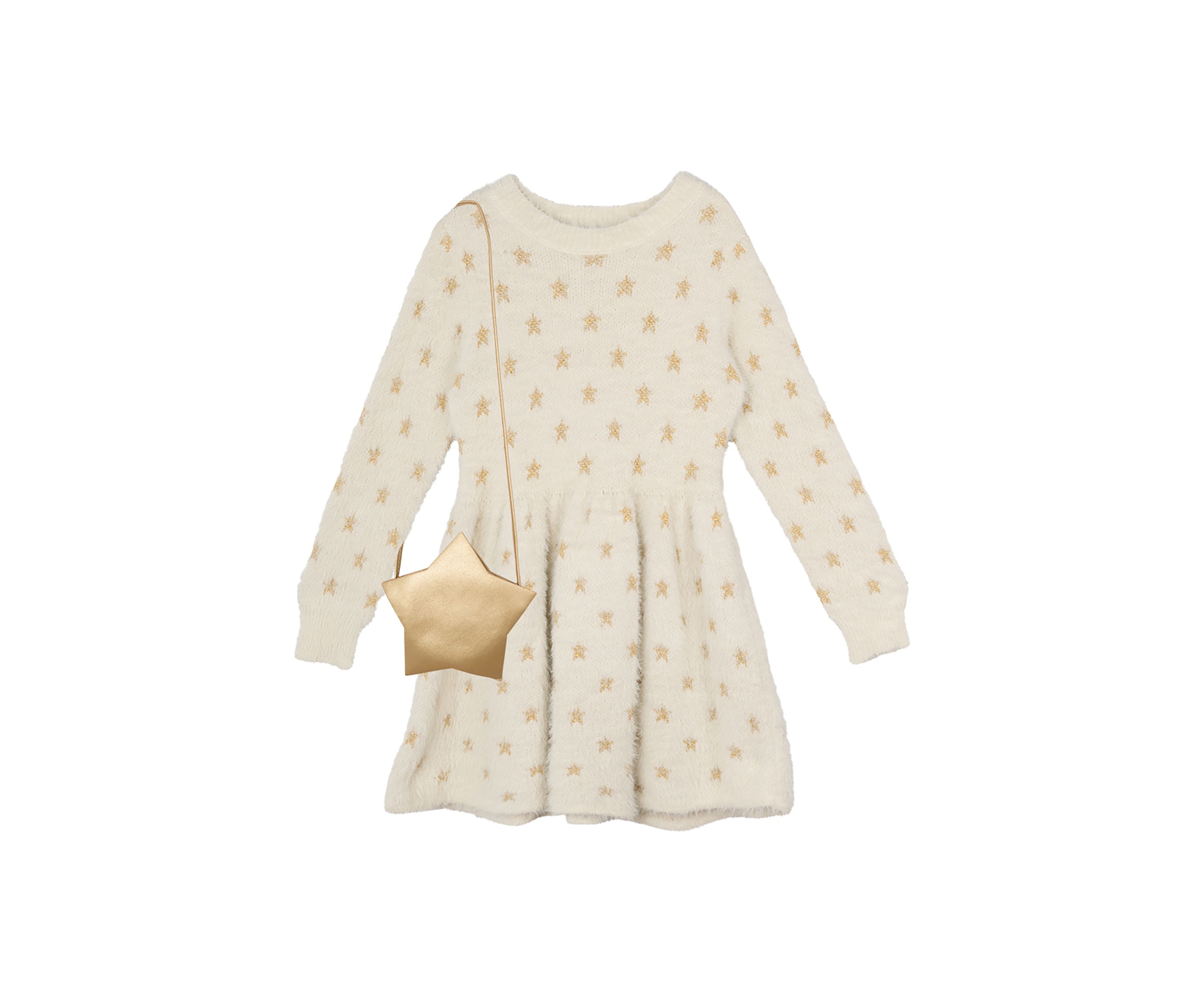 Girls 4-6x Star Sweater Dress with Pleather Bag Set