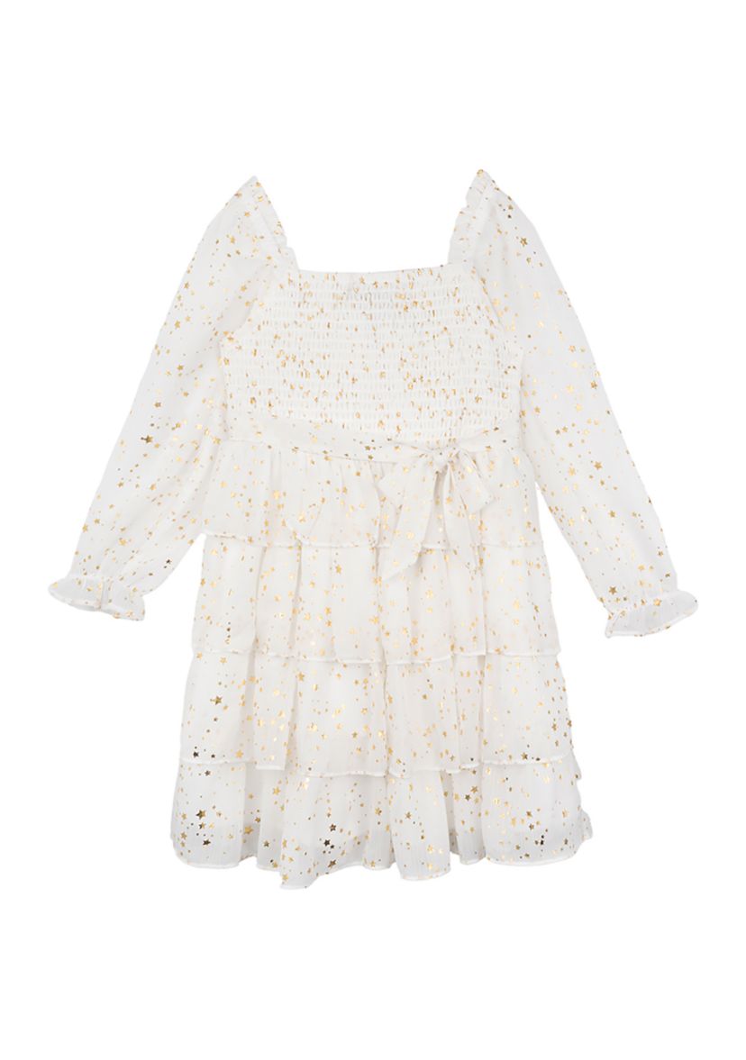 Girls 4-6x Foil Printed Dress