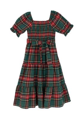 Rare Editions Girls 4-6x Plaid Tiered Maxi Dress