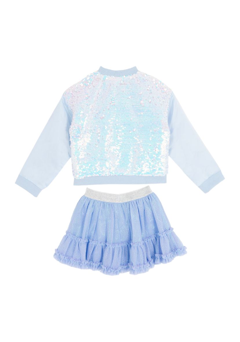 Girls 4-6x Sequin Jacket, Skirt and Heart Graphic T-Shirt 