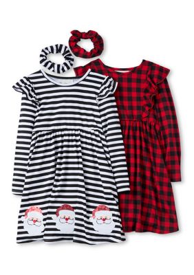 Girls 4-6x Holiday Dress and Scrunchy Set