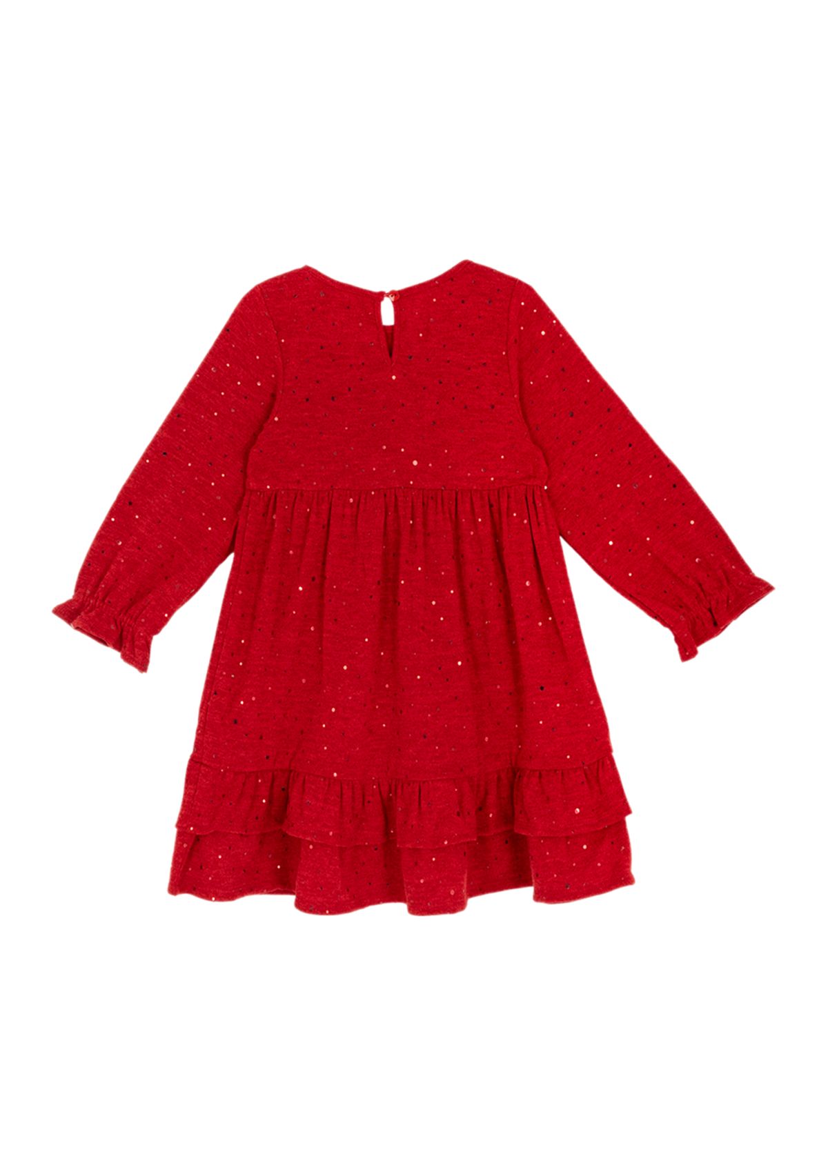 Girls 4-6x Red Glitter Ruffle Dress with Santa Handbag