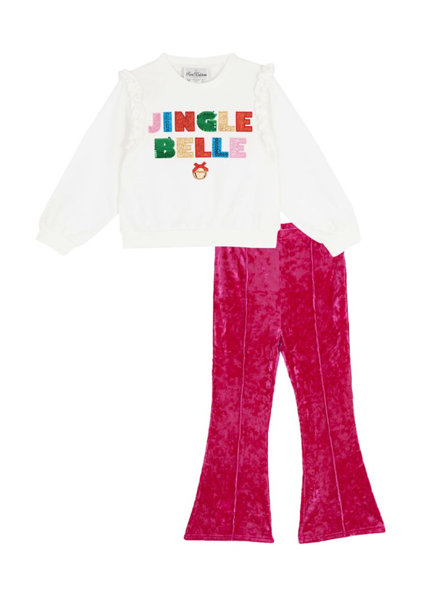 Girls 4-6x Jingle Belle Top and Velvet Bell Bottom Legging Set 