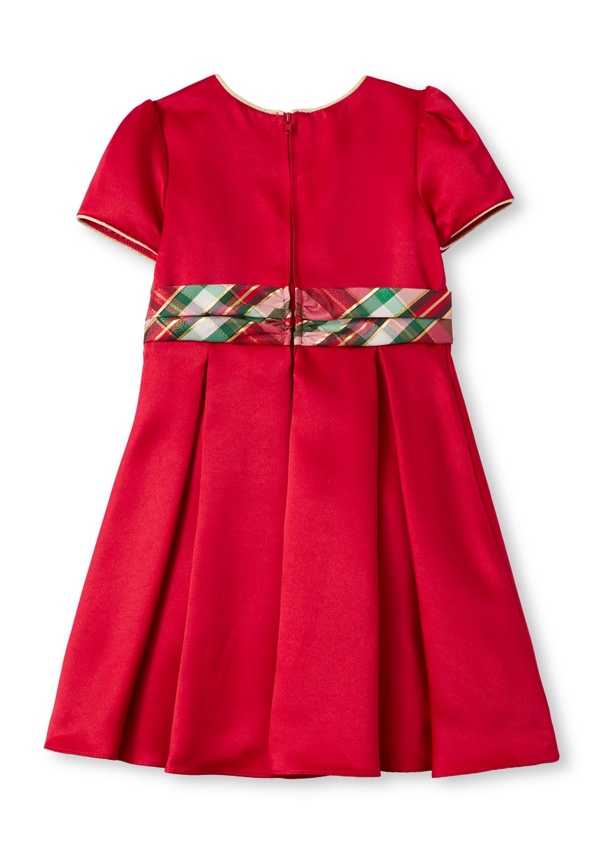 Girls 4-6x Satin Plaid Sash Dress